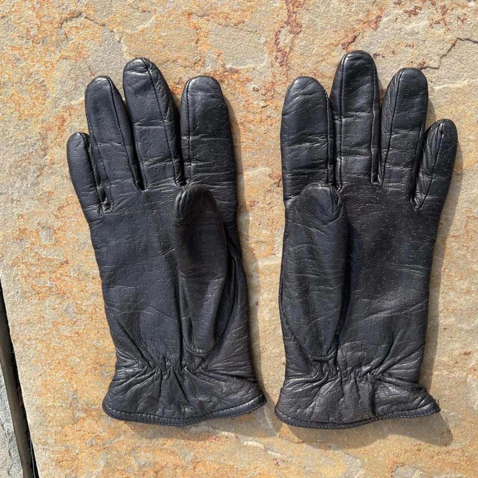 Vintage Vintage 90s Textured Black Leather Gloves Size ONE SIZE - 3 Thumbnail