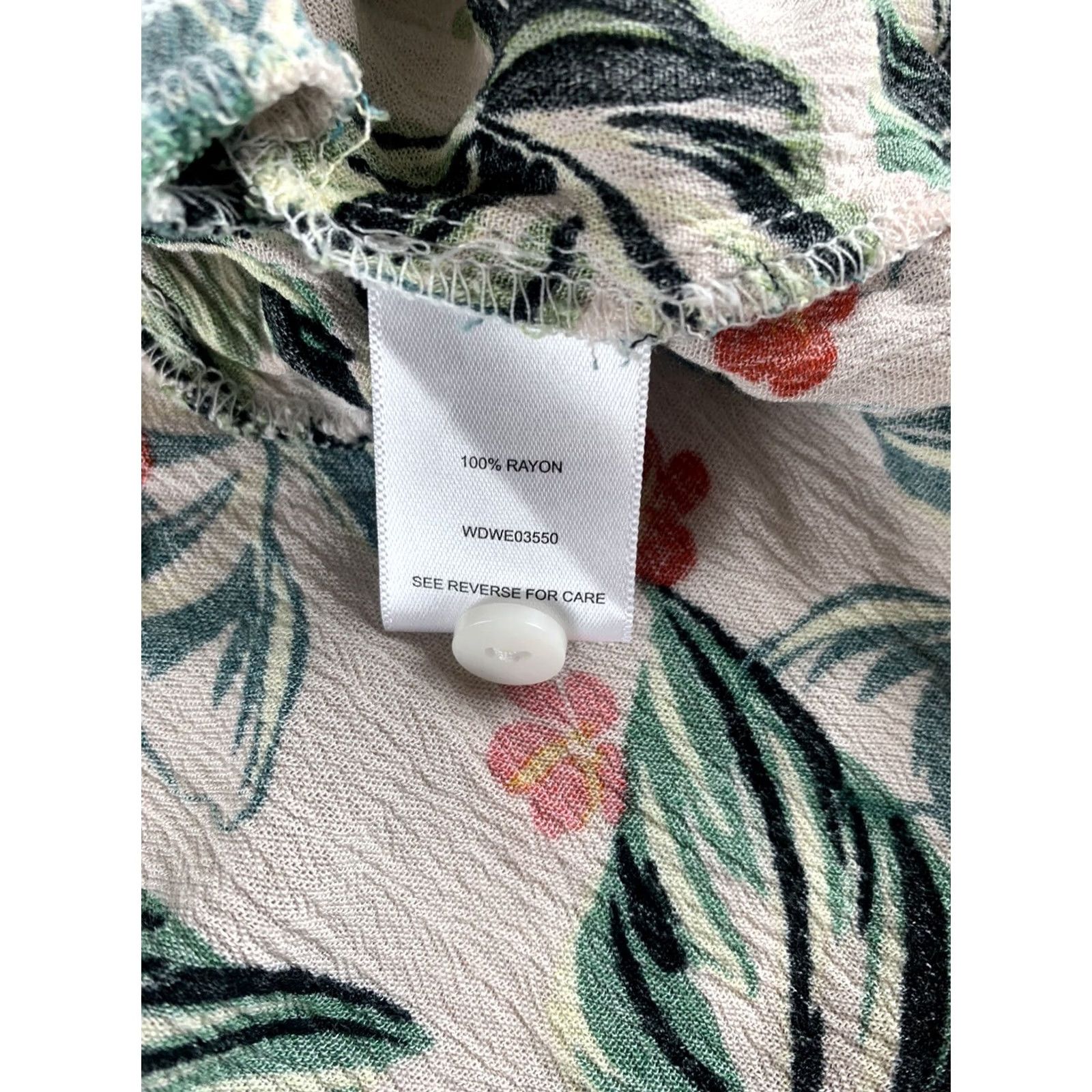 Vintage LOST WANDER Dress Womens L Green Floral Beige Sleeveless Collared Button Front Size L / US 10 / IT 46 - 4 Thumbnail