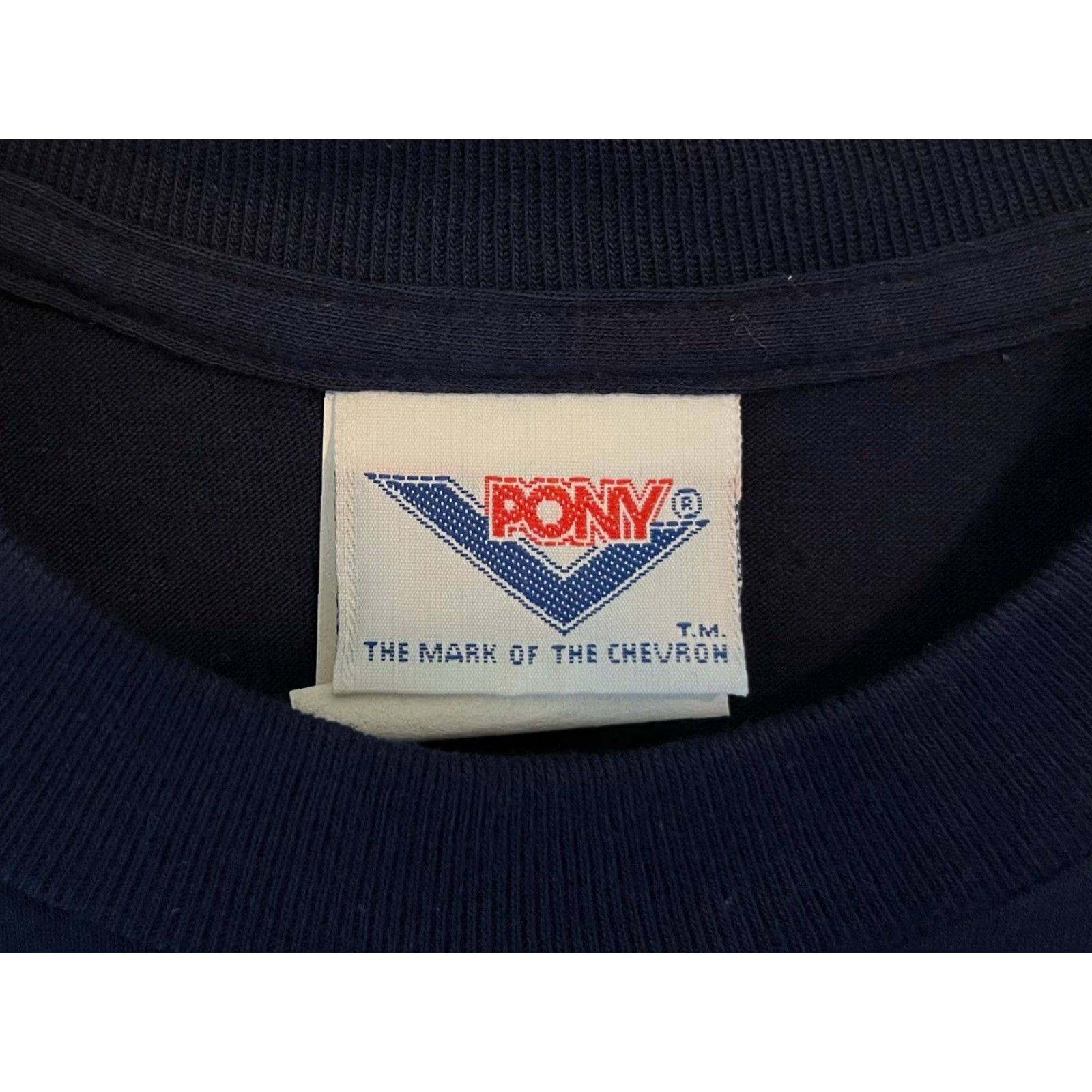PONY VINTAGE PONY T-Shirt Mens S Navy Blue 90s Deadstock NWT Made in USA Crew Neck Shirts Pale Grey White Red Graphic Size US S / EU 44-46 / 1 - 6 Thumbnail