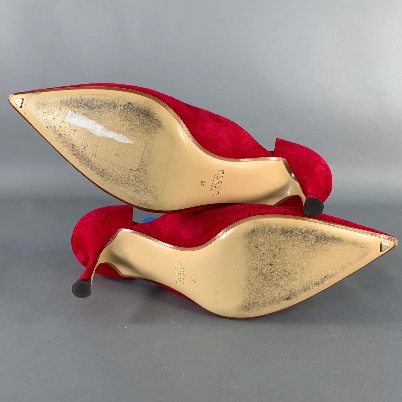 Other FRANCESCO RUSSO Size 7 Red Suede Pointed Toe D'Orsay Pumps Size US 7 / IT 37 - 7 Thumbnail