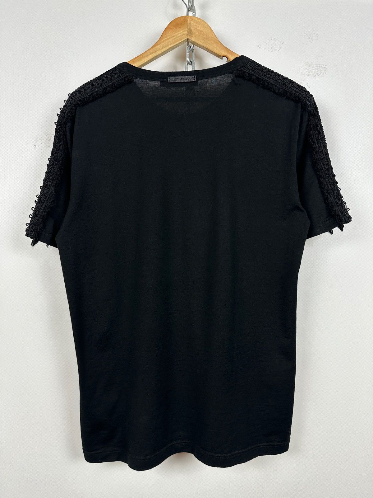 Dolce & Gabbana Dolce & Gabbana Black Sacred Heart Fringe Trim T-Shirt Size US M / EU 48-50 / 2 - 2 Thumbnail