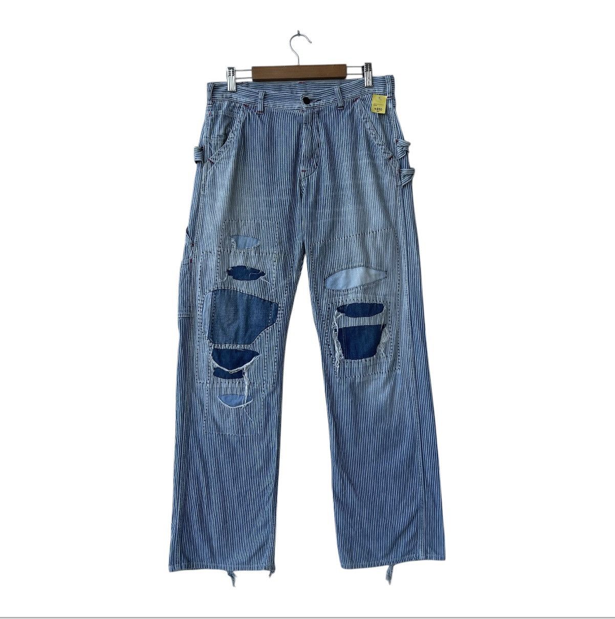 Kapital Denim & Dungaree Hickory Stripe Painter Pants Patchwork Boro Size US 31 - 1 Thumbnail