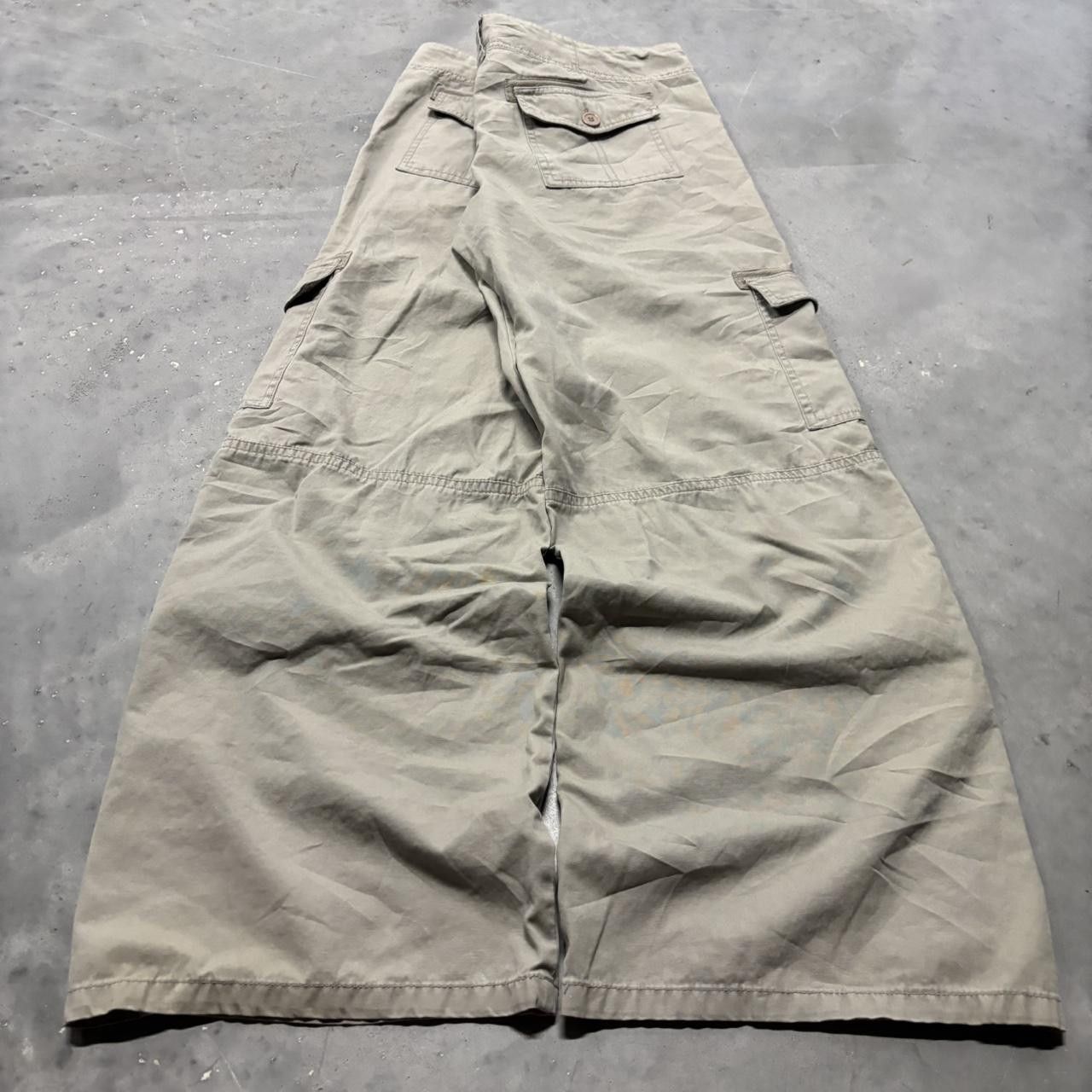 Japanese Brand × Vintage Crazy Vintage Y2K:2000s Baggy Khaki Cream Streetwear Skater Style Cargo Pants! Size US 36 / EU 52 - 4 Thumbnail