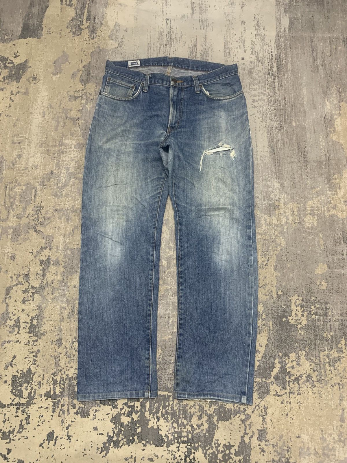 Edwin Vintage Edwin Japan Mud Wash Distressed Baggy Jeans Size US 35 - 1 Thumbnail