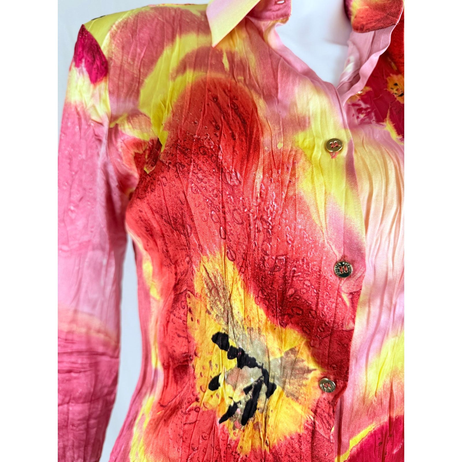 Roberto Cavalli Vintage Roberto Cavalli 2004 crinkle silk blouse size S Size S / US 4 / IT 40 - 3 Thumbnail