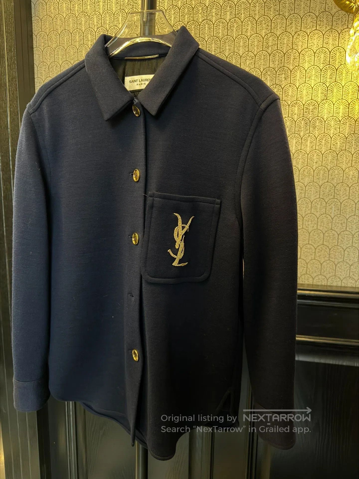 Saint Laurent Paris Saint Laurent Dark Blue Logo Shirt Jacket. Size XXS / US 00 / IT 34 - 1 Thumbnail