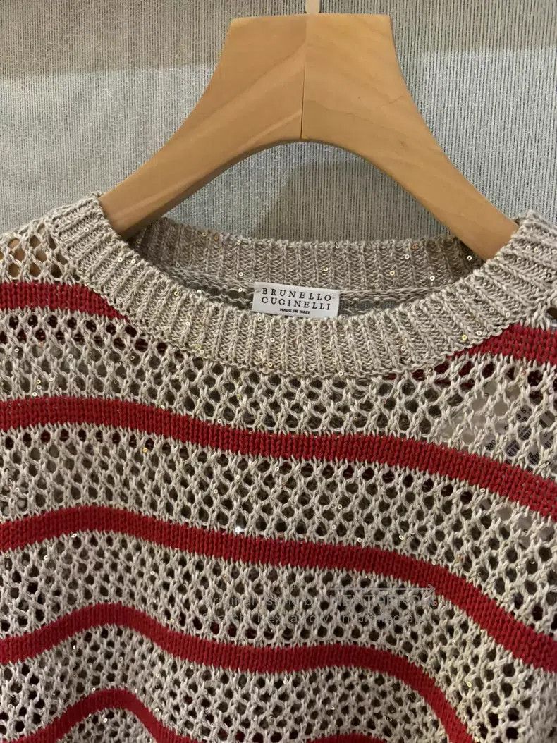 Brunello Cucinelli Brunello Cucinelli Women's Striped Sequin Knit Top Size S / US 4 / IT 40 - 3 Thumbnail