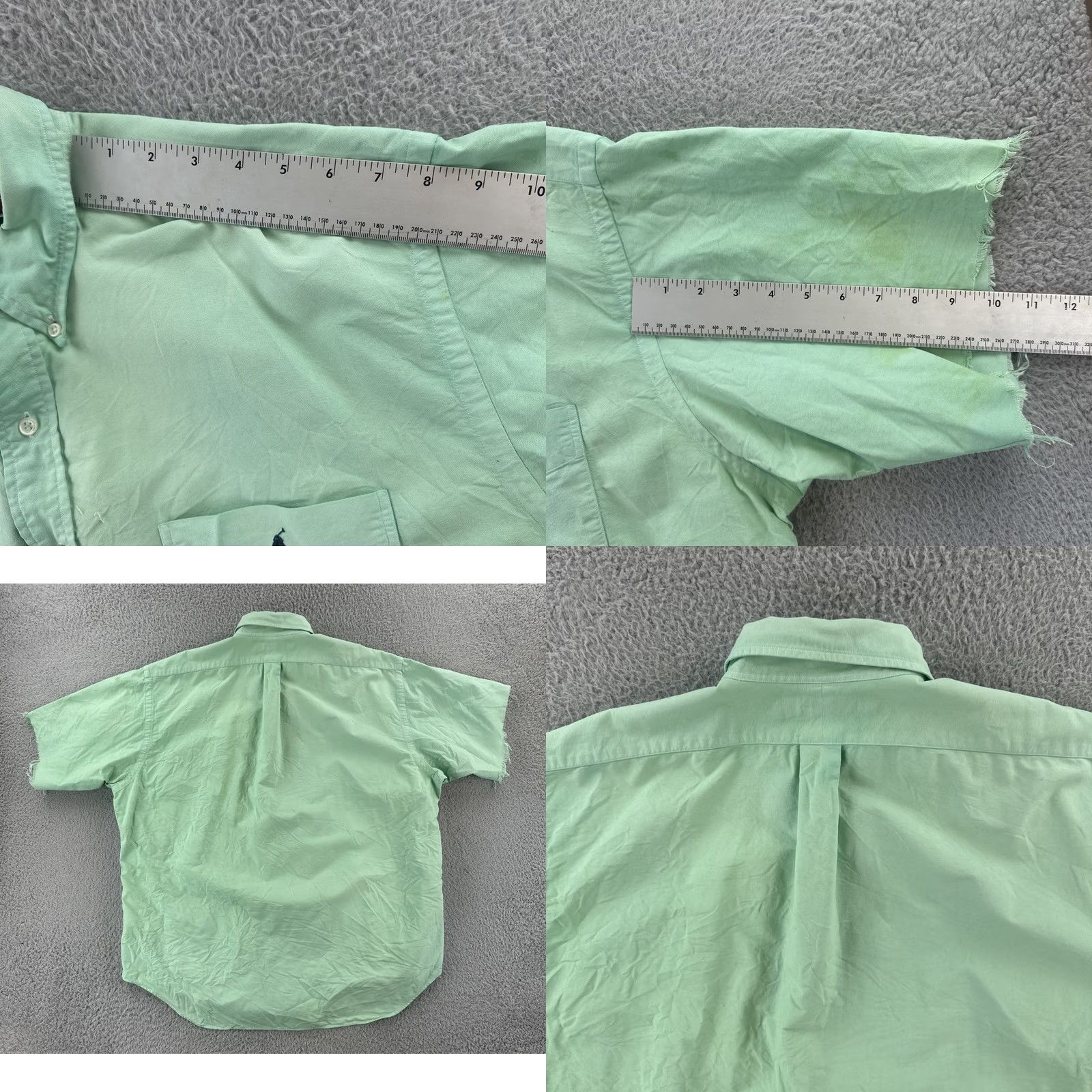Ralph Lauren VINTAGE Ralph Lauren Mens L Button-Up Shirt Short Sleeve Green Preppy Thrasher Over Dyed Embroidered Cotton Knit Modern Casual Mens Size US L / EU 52-54 / 3 - 10 Thumbnail