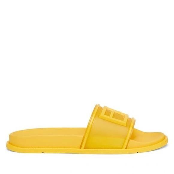 Fendi NEW - FENDI Logo-Embossed Baguette Rubber Slide Sandals - Ye Size US 7.5 / EU 40-41 - 5 Thumbnail