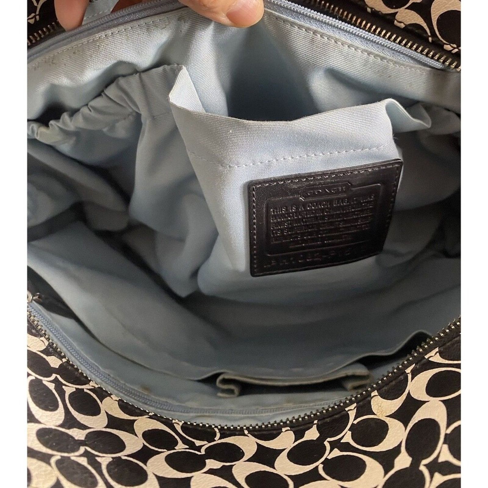 Coach Coach Chelsea Heritage Stripe Signature Tote Black White Size ONE SIZE - 8 Thumbnail