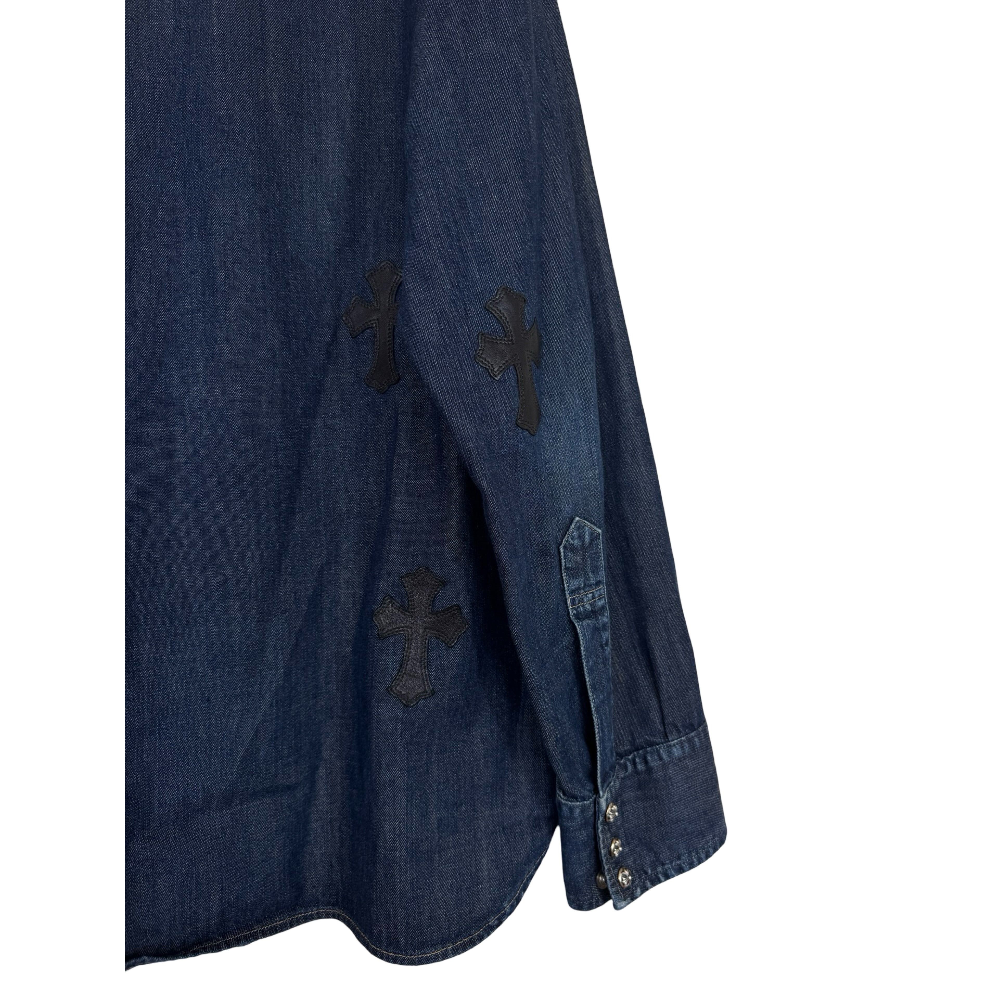 Chrome Hearts CH Levis Dark Blue Denim Shirt With Patches Size US XL / EU 56 / 4 - 15 Thumbnail