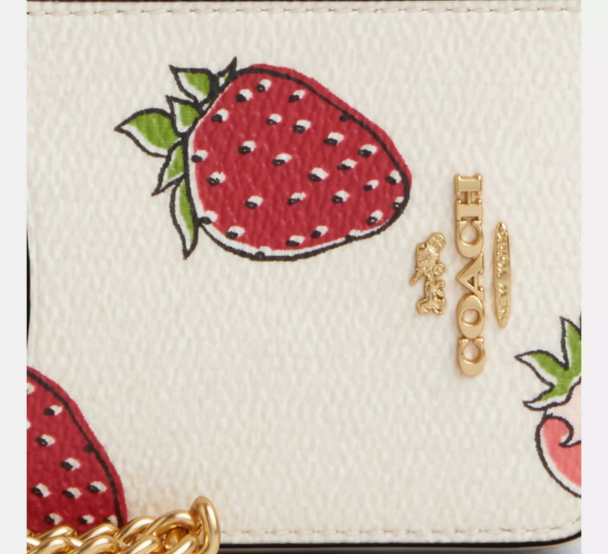 Coach Zip Card Case With Strawberry Print CAR32 | Grailed