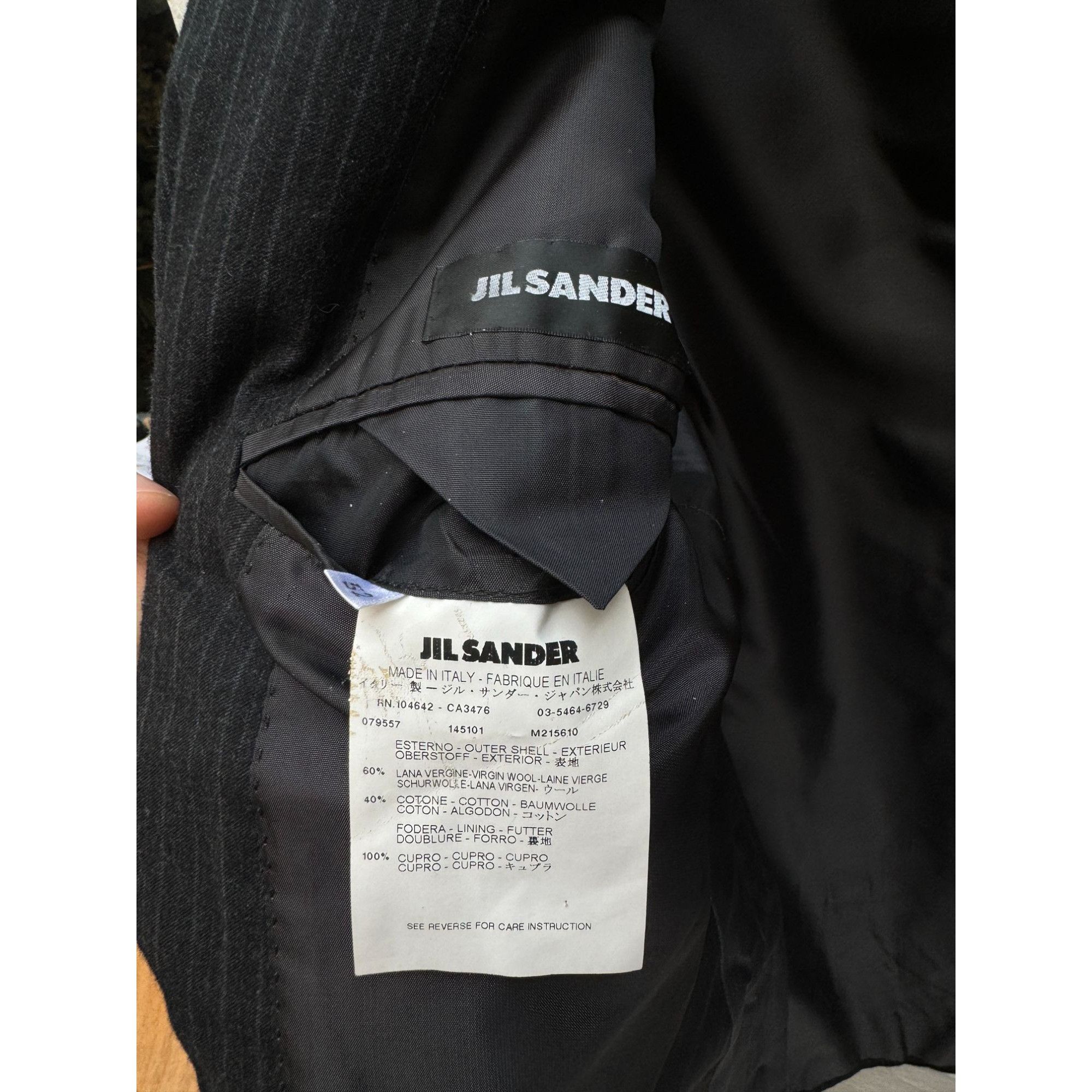 Jil Sander Dark Grey Striped Wool Suit Size 42R - 10 Thumbnail