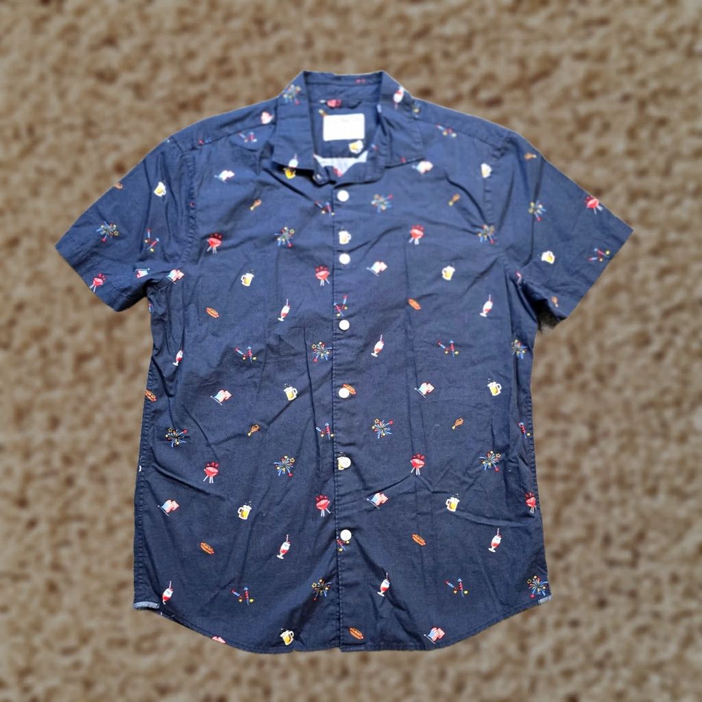 Express Express Shirt Mens Medium Blue Slim Fit Button Short Sleeve USA 4th Of July Size US M / EU 48-50 / 2 - 1 Thumbnail