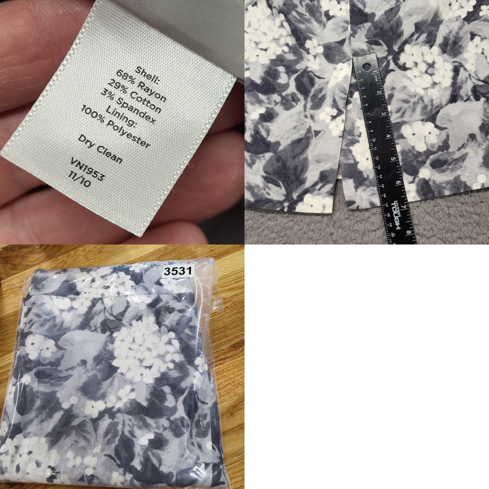 Talbots Talbots Pencil Skirt Women’s 8P Petite Gray/Ivory Floral Back Slit Zip Midi Skirt Fashion Party/Cocktail Business Casual Women Size 30" / US 8 / IT 44 - 8 Thumbnail