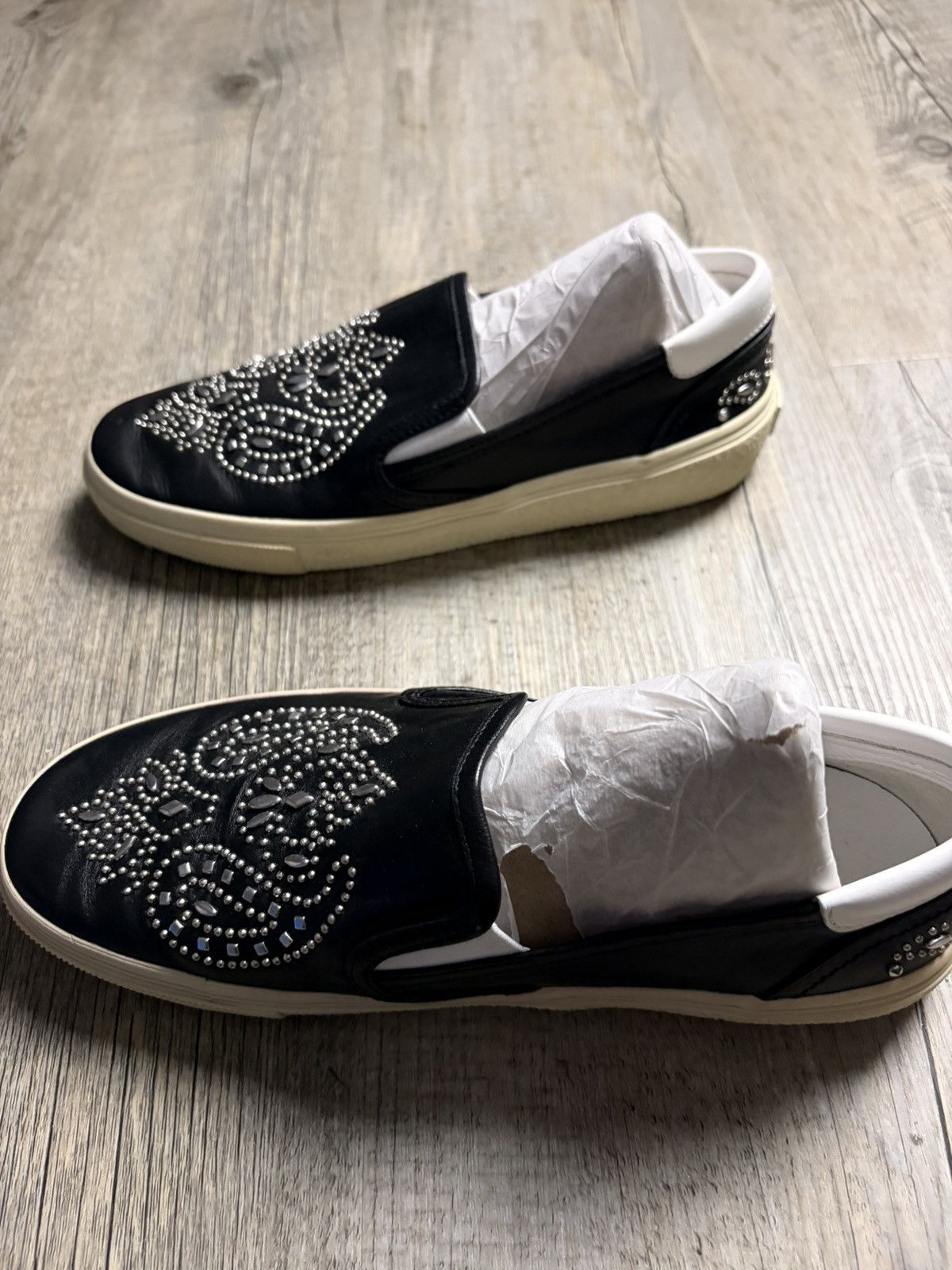 Saint Laurent Paris Saint Laurent Studded Leather Slip-On Sneakers - Size 37 Size US 7 / IT 37 - 3 Thumbnail