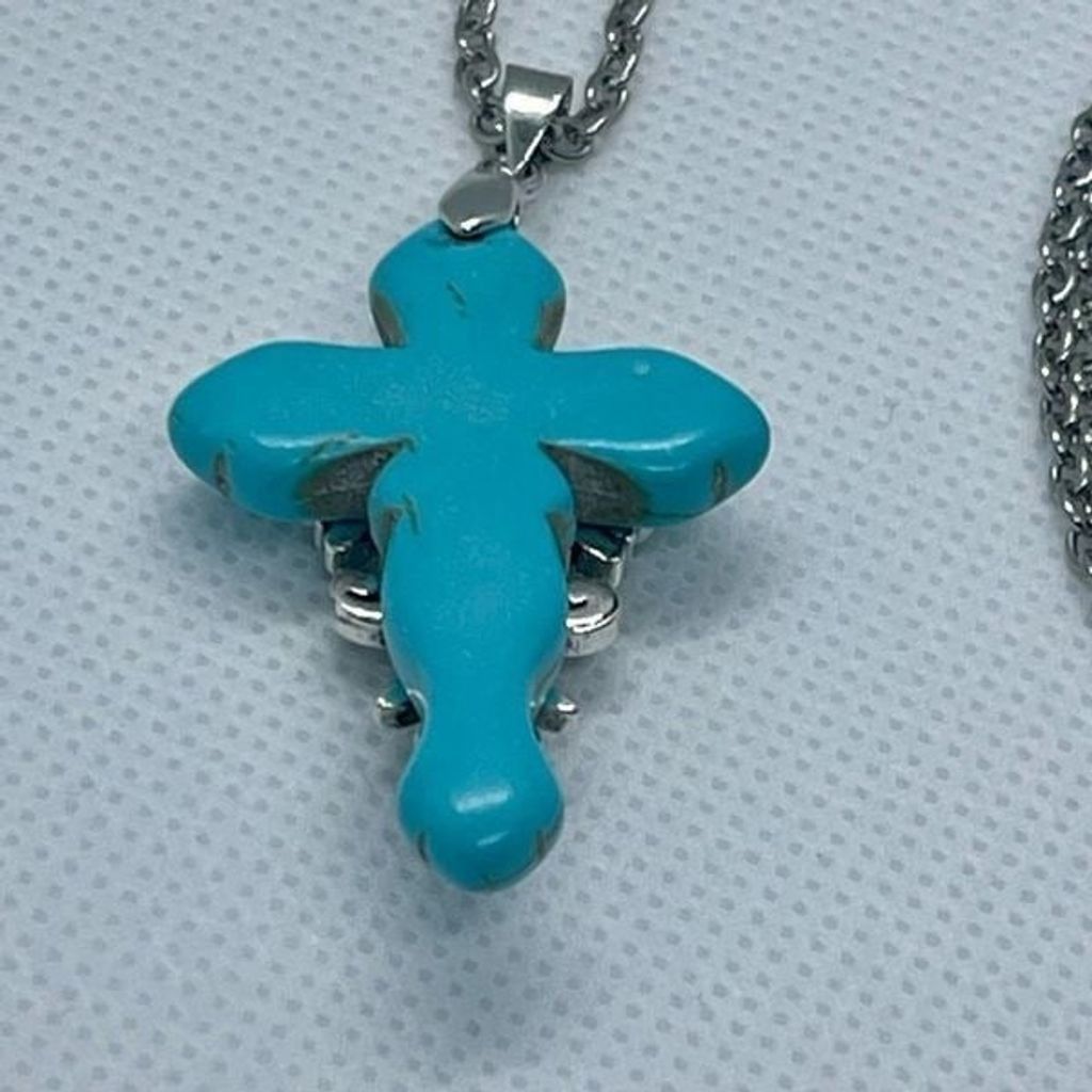Other Turquoise Stone Cross Pendant Necklace Size ONE SIZE - 4 Thumbnail