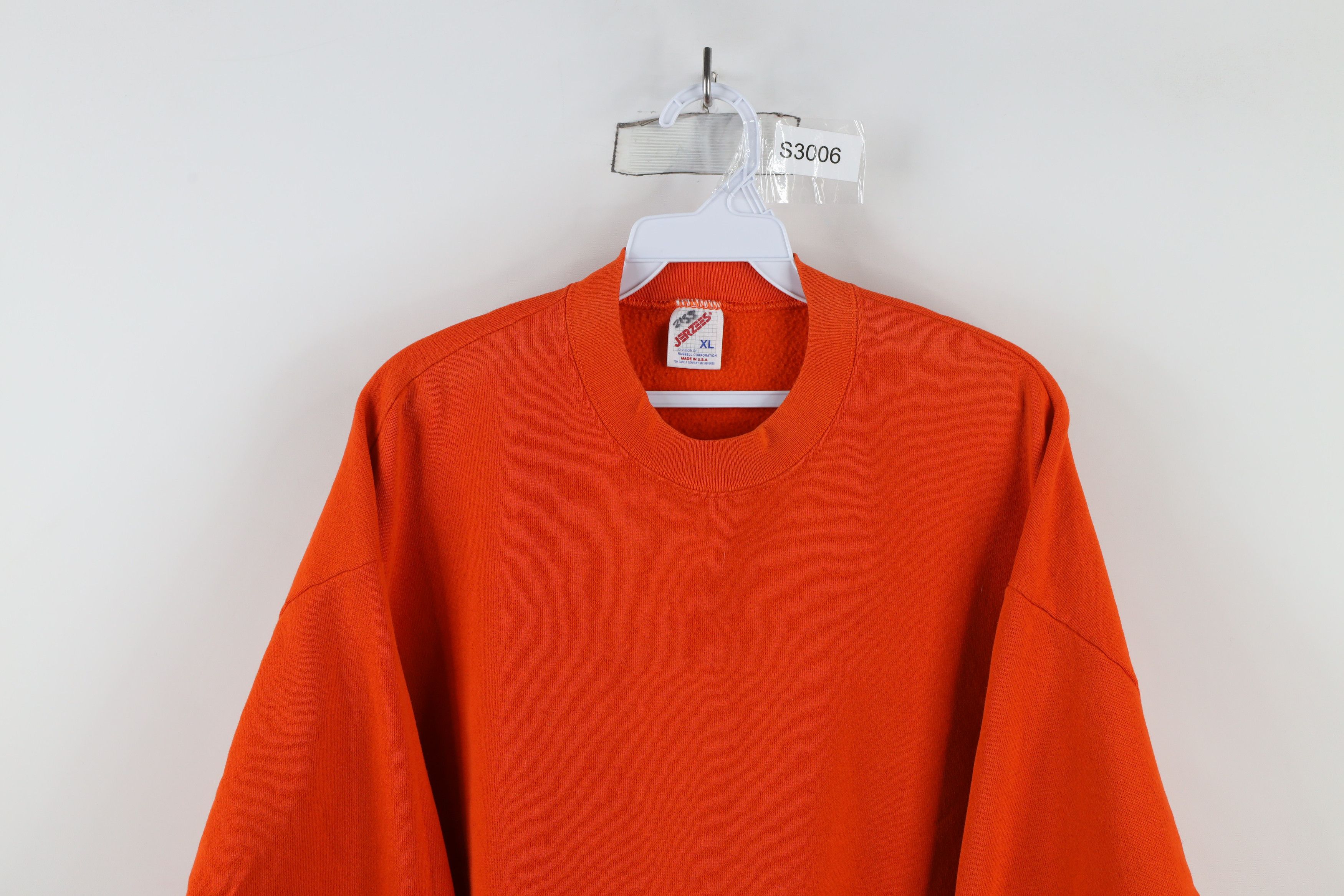 Vintage Vintage 90s Streetwear Blank Crewneck Sweatshirt Orange USA Size US XL / EU 56 / 4 - 2 Thumbnail