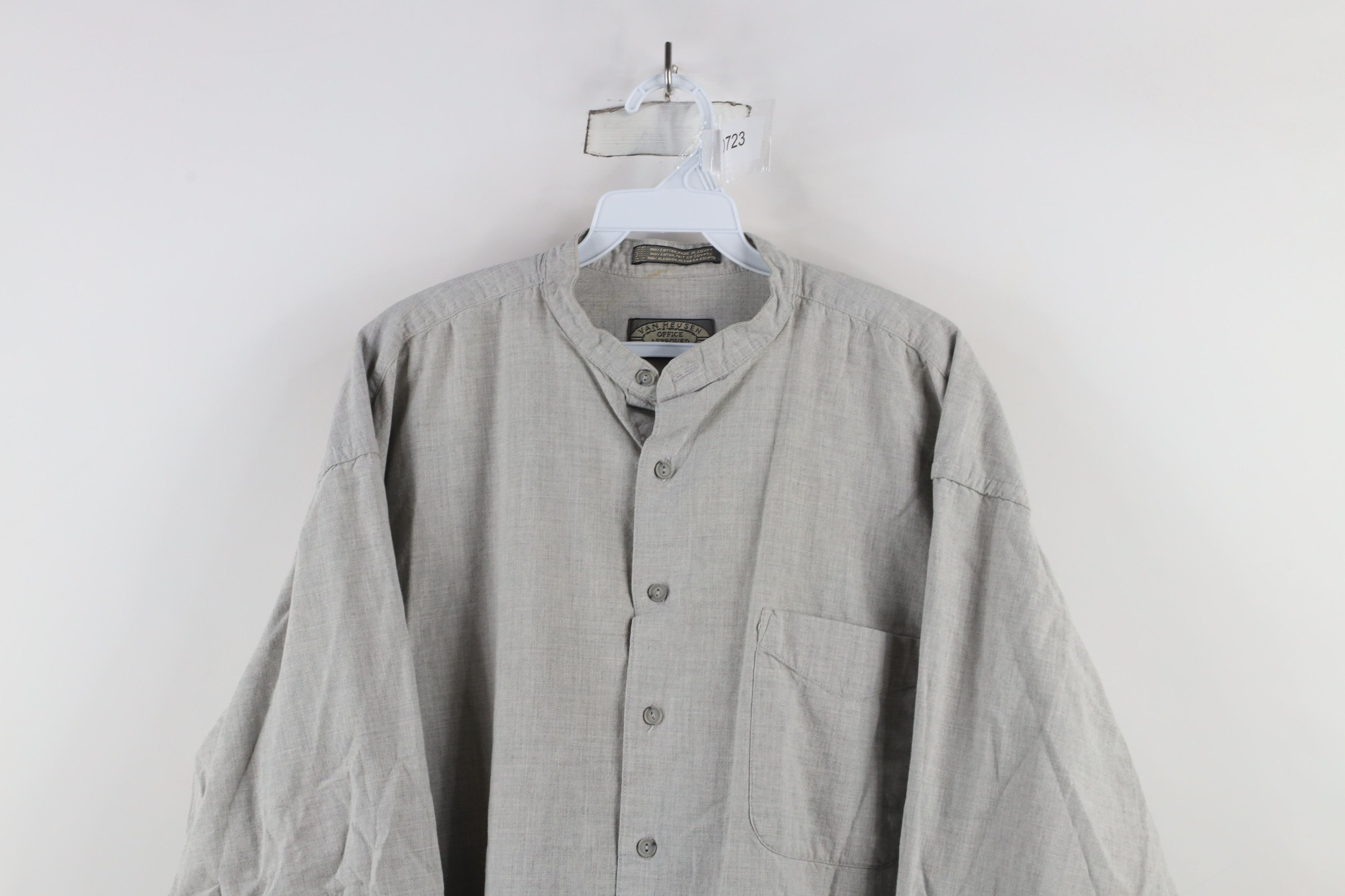 Vintage Vintage 90s Streetwear Band Collar Button Shirt Gray Size US L / EU 52-54 / 3 - 2 Thumbnail