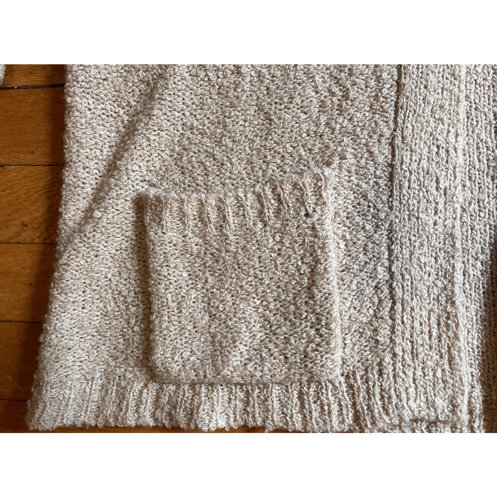 Vintage VINTAGE Steppingstones Cardigan Sweater Women’s 42 22W Beige Chenille Knit Cardigan Long Sleeve V-Neck Pockets Open Bohemian Retro Fall Winter 3/4? Size L / US 10 / IT 46 - 3 Thumbnail