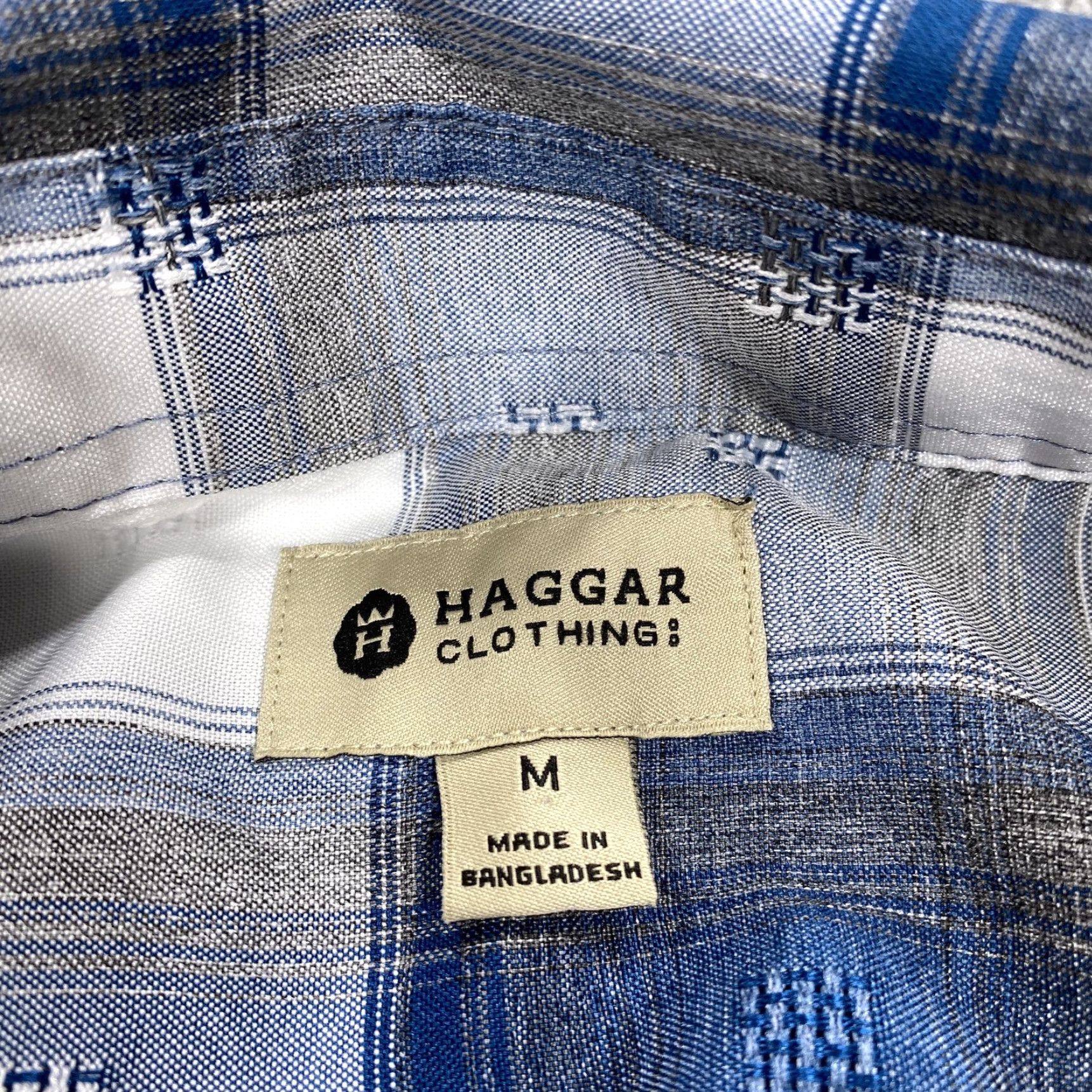Haggar Haggar Shirt Mens Medium Blue Plaid Short Sleeve Button Up Casual Polyester Size US M / EU 48-50 / 2 - 2 Thumbnail