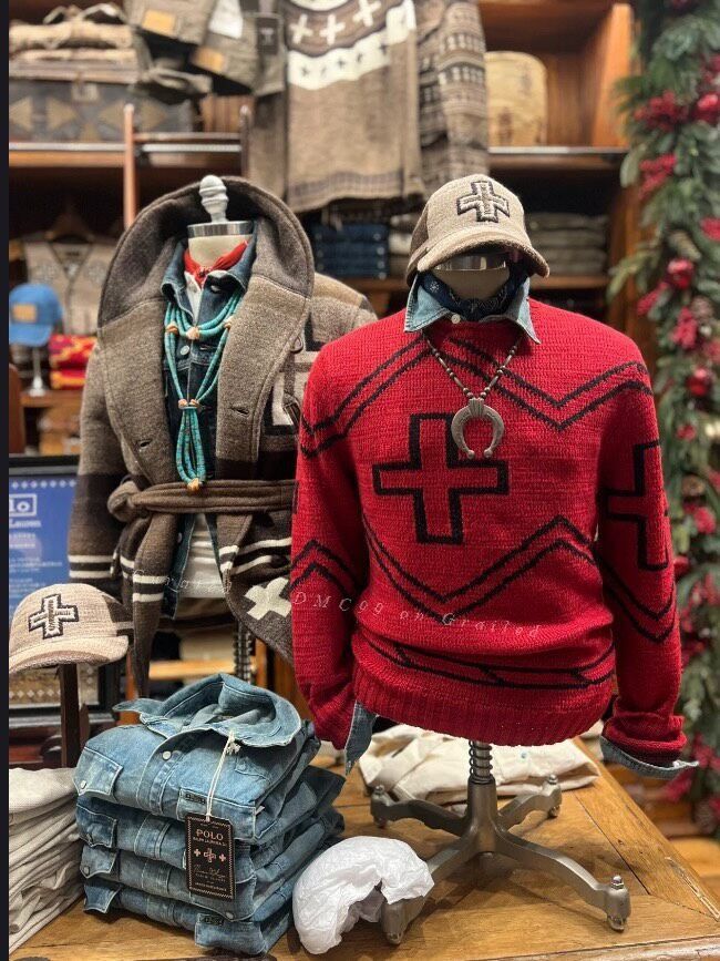 RRL Ralph Lauren PRL x Naiomi Navajo Cross Red Sweater Size US L / EU 52-54 / 3 - 1 Thumbnail