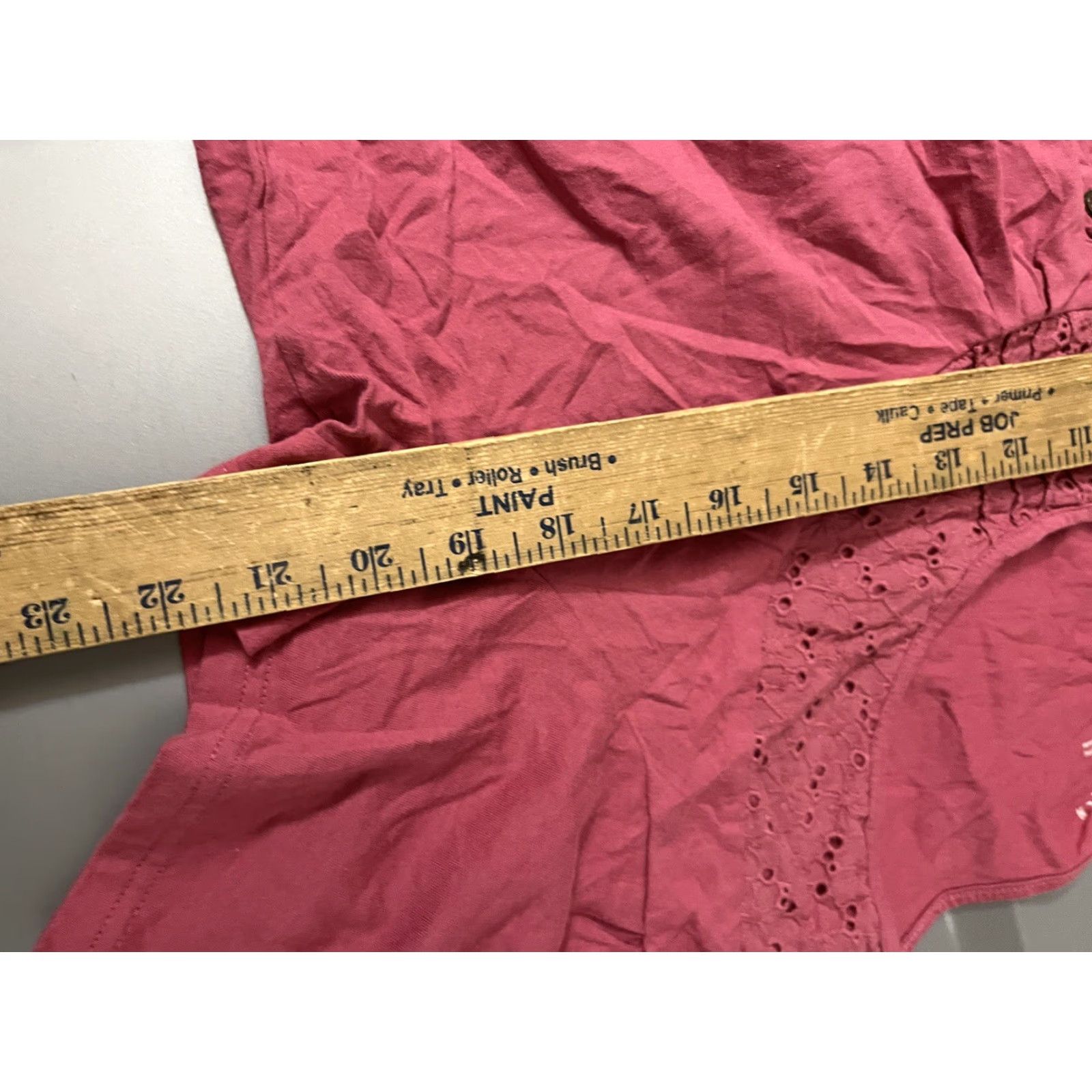 Van Heusen Van Heusen Women's Large Pink Cotton Short Sleeve Henley Blouse Size L / US 10 / IT 46 - 5 Thumbnail