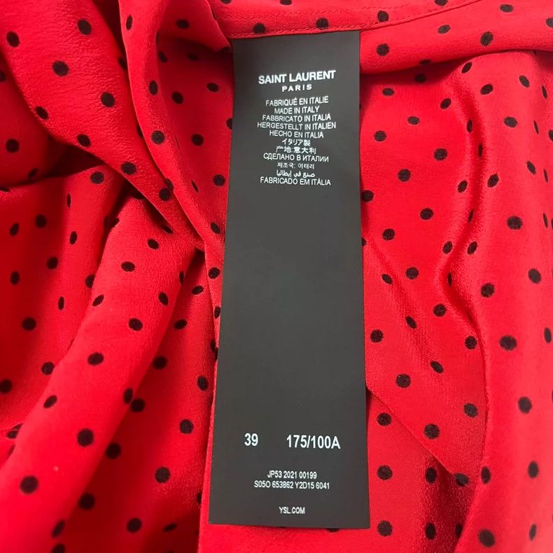 Saint Laurent Paris Saint Laurent Paris size 39 21fw Mulberry Silk Black Red P Size US M / EU 48-50 / 2 - 5 Thumbnail
