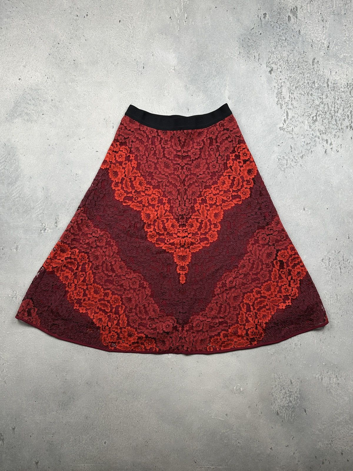 Sandro Sandro Paris Red Lace A-Line Skirt Luxury Romantic Chic Lux Size 27" / US 4 / IT 40 - 2 Thumbnail