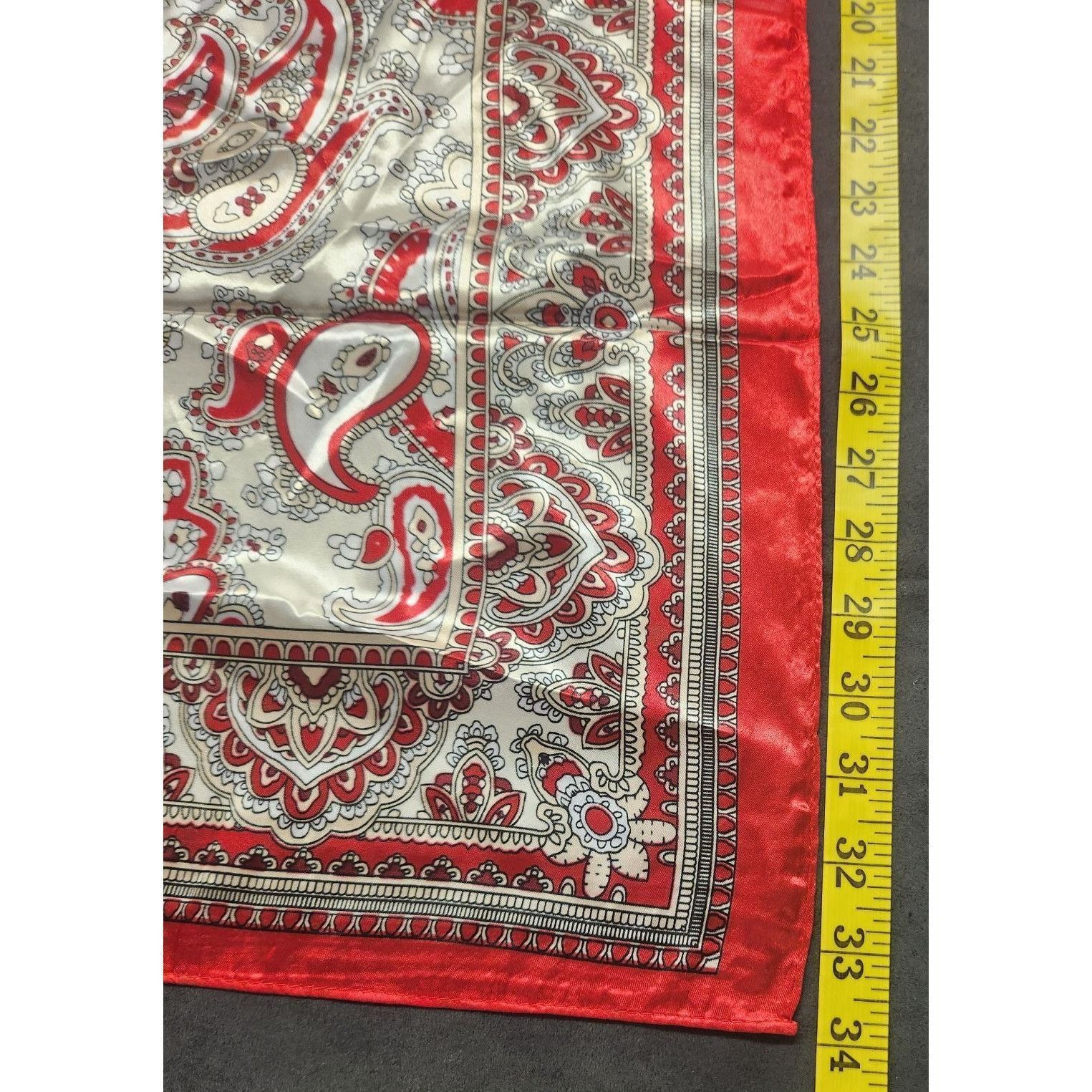 Other Red & Cream Paisley Square Scarf 100% Polyester 34"x34" Silk Size ONE SIZE - 6 Thumbnail