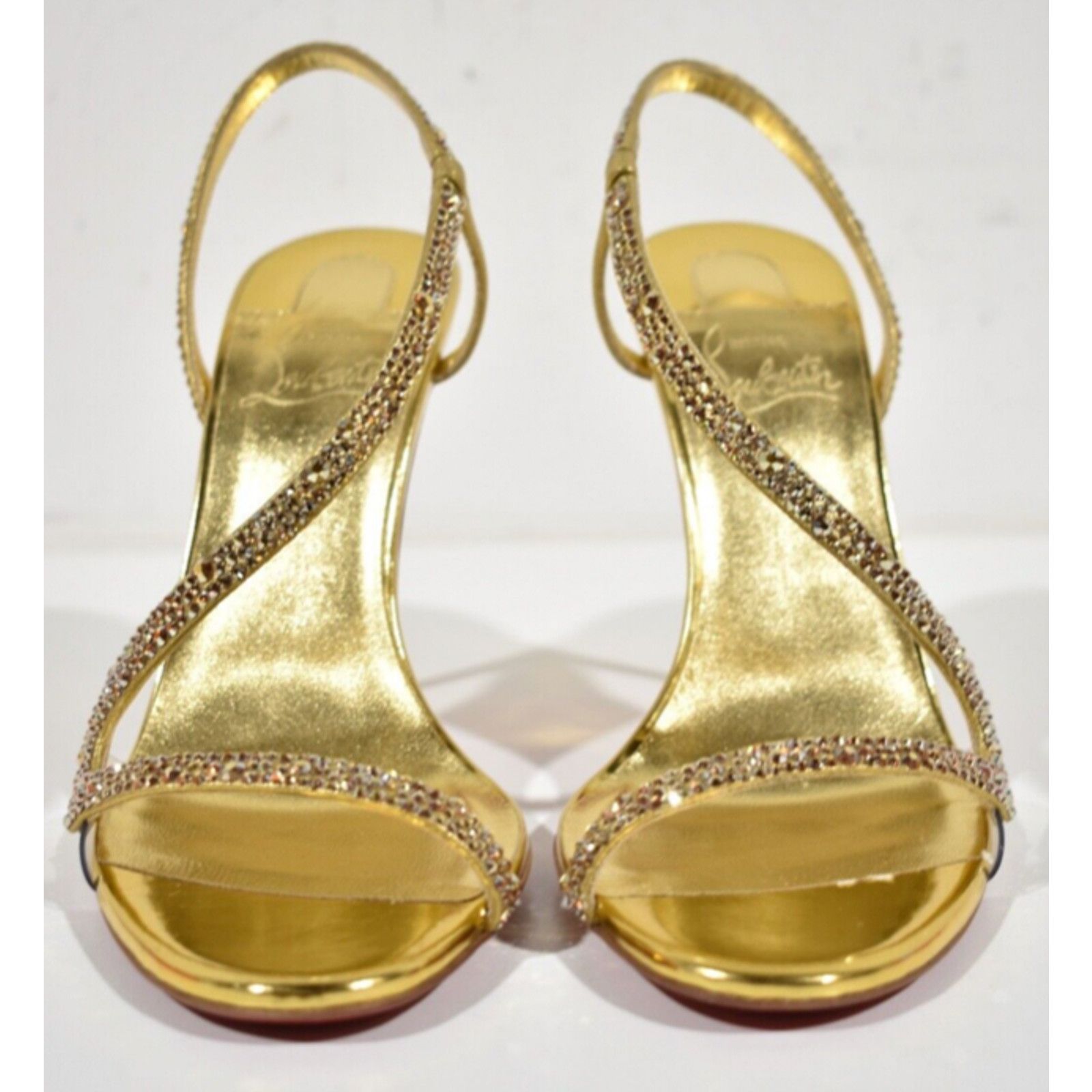 Christian Louboutin Christian Louboutin Rosalie Strass 100 Gold Ankle Strap 41.5 Size US 10.5 / IT 40.5 - 6 Thumbnail