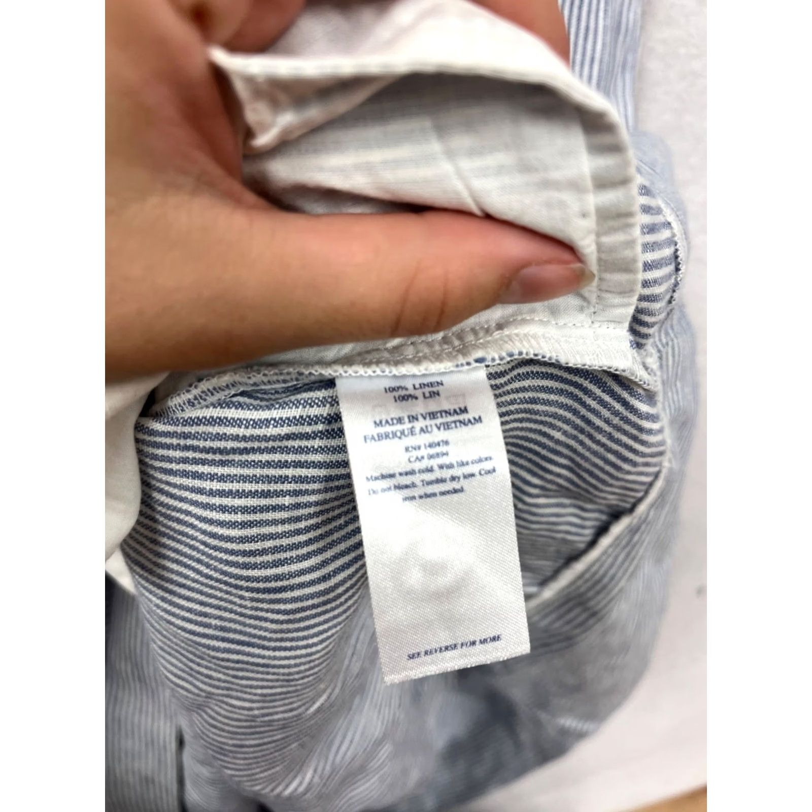 FLAX FLAX XL Sleeveless Striped Button-Front Dress Women's XL Blue Linen Woven Tank Dress Pockets Casual Summer Spring Knee Length Vintage: No Size XL / US 12-14 / IT 48-50 - 4 Thumbnail