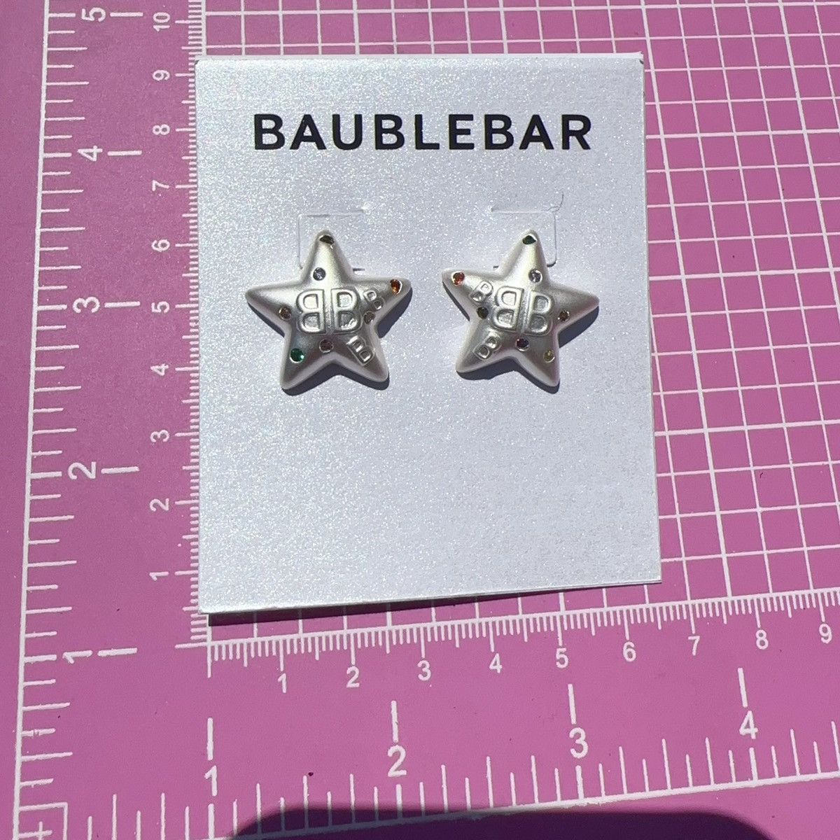 Designer Baublebar white silver star colorful diamonds paved Size ONE SIZE - 6 Thumbnail