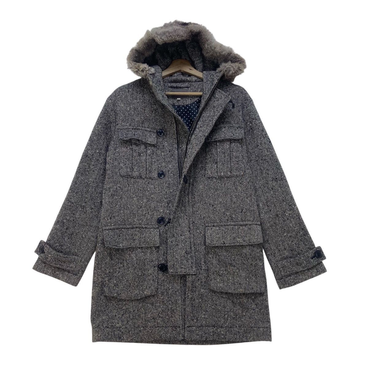Japanese Brand Working@Manys Rabbit Fur Herringbone Wool Heavy Coat Size US S / EU 44-46 / 1 - 1 Thumbnail