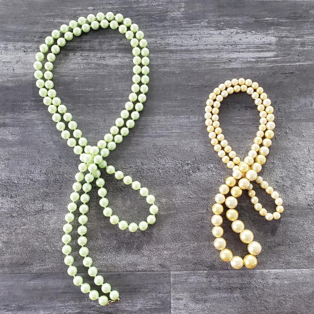 Designer Mint Yellow Classic Pearl Long Necklace Bundle Size ONE SIZE - 1 Thumbnail