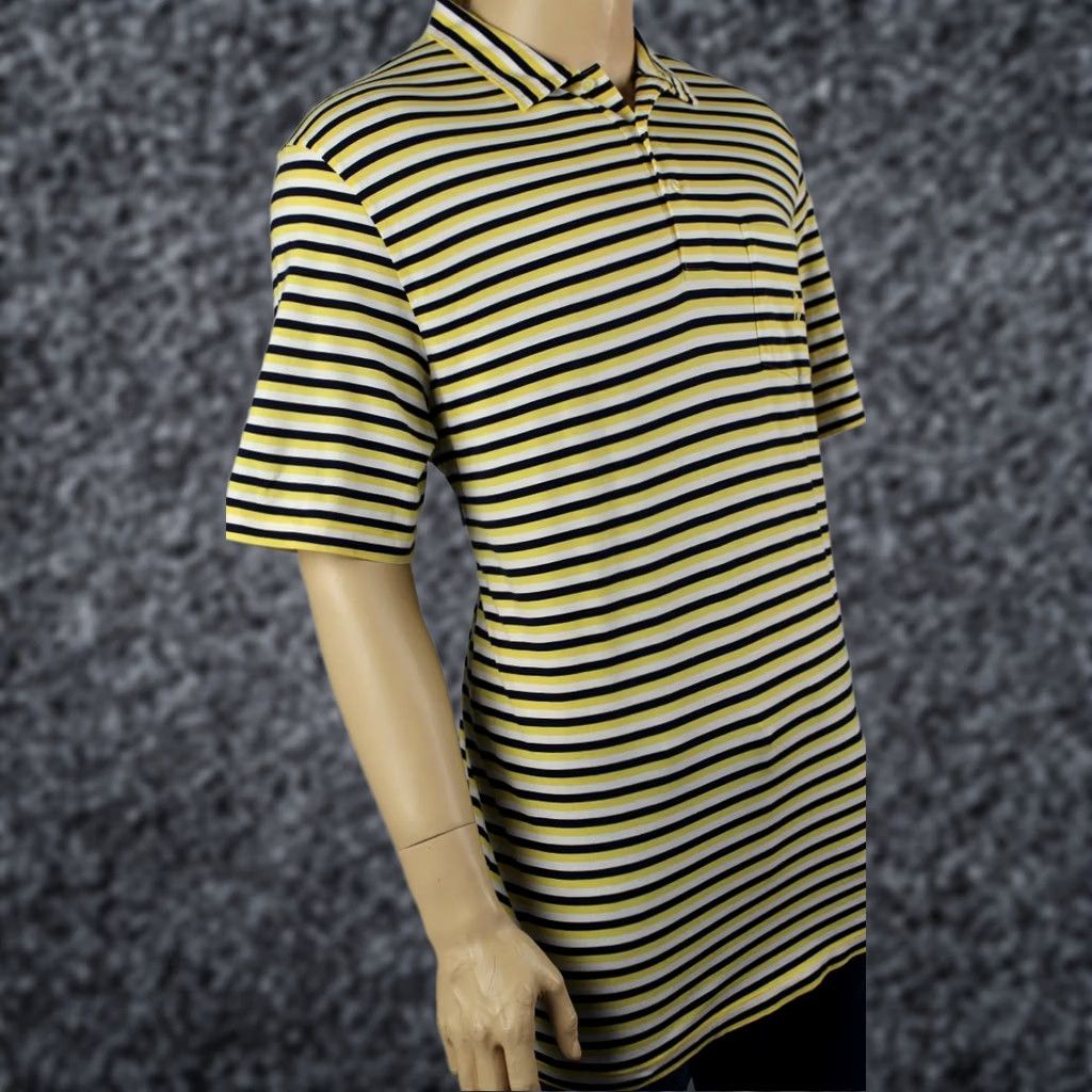 Polo Ralph Lauren Ralph Lauren Polo Shirt XL Yellow Navy White Striped Short Sleeve 100% Cotton NWT Mens X-Large Size US XL / EU 56 / 4 - 1 Thumbnail