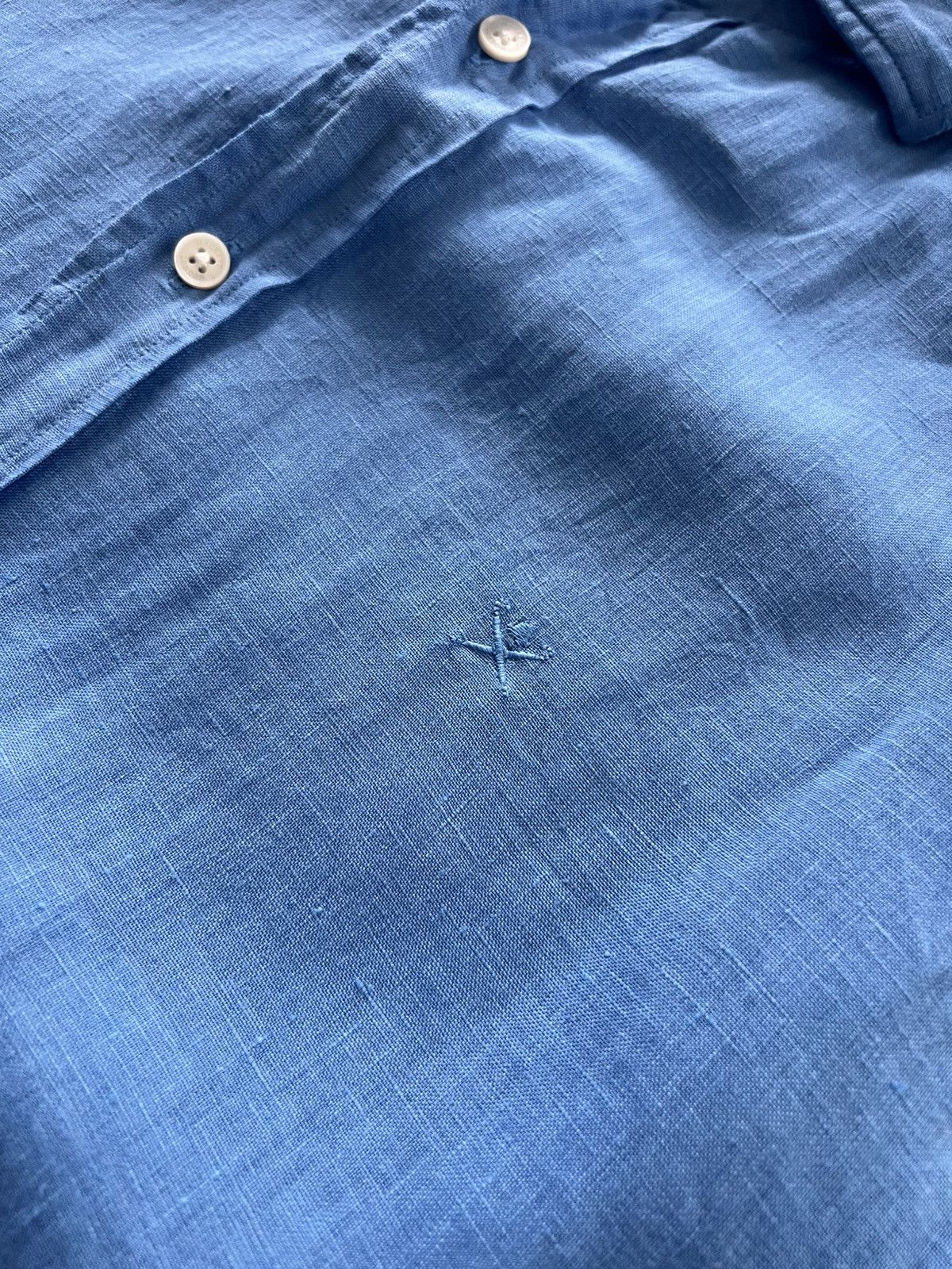 Hackett Hackett Logo-Embroidered Linen Shirt Blue XL Size US XL / EU 56 / 4 - 9 Thumbnail