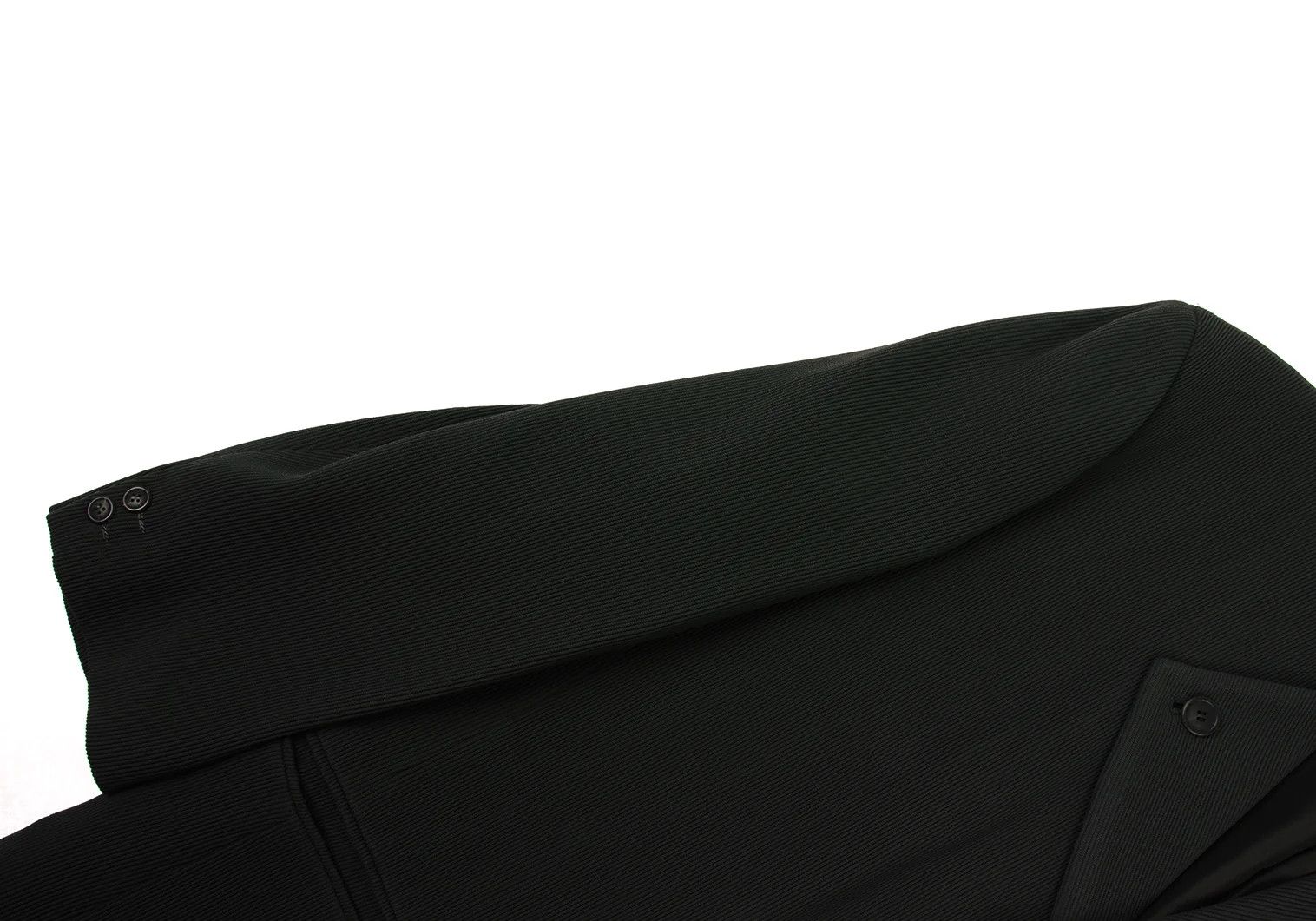 Issey Miyake Wool Stand Collar Ribbed Jacket in Dark Green, Size L Size US L / EU 52-54 / 3 - 7 Thumbnail