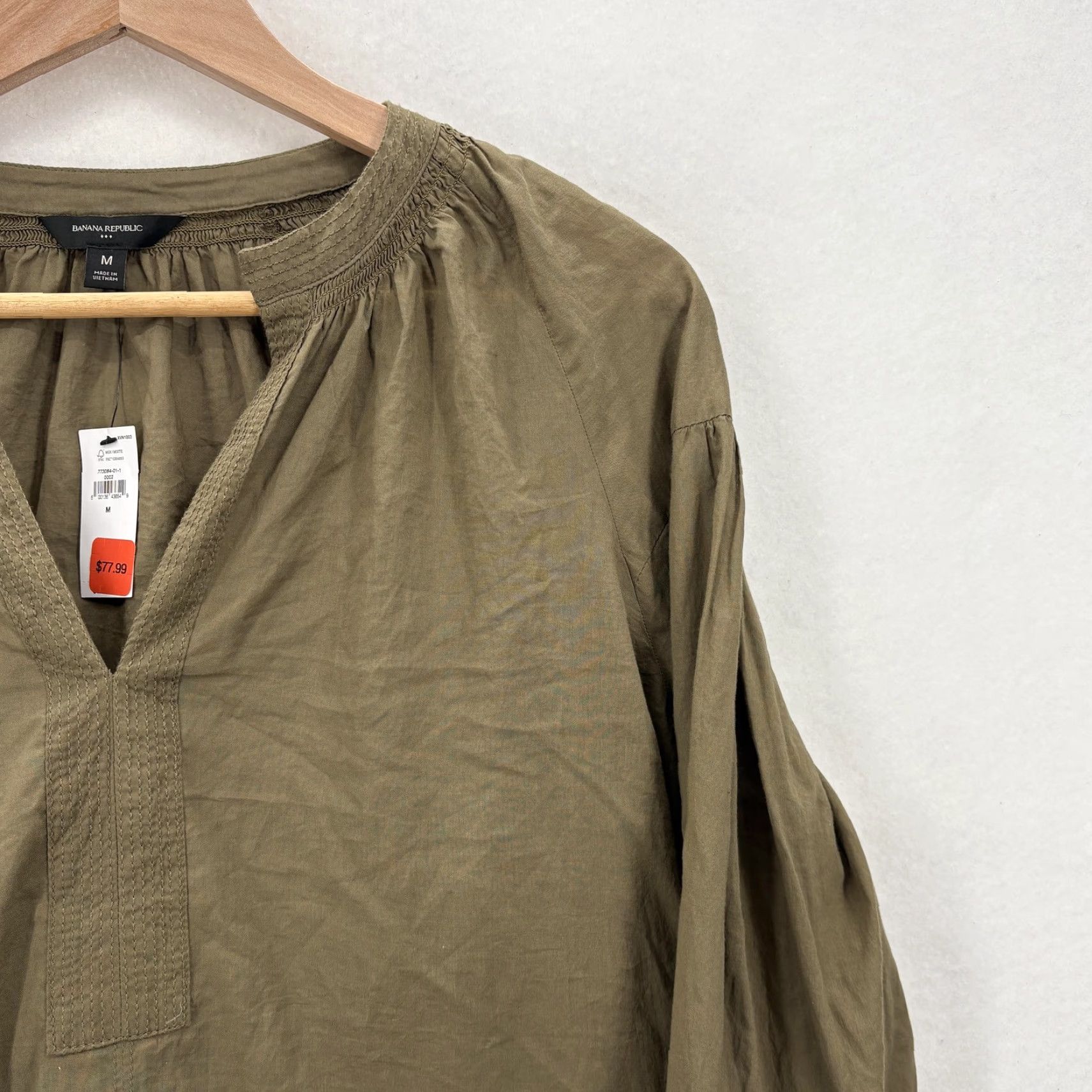Banana Republic Banana Republic Dress Womens Medium Green Long Sleeve Tunic Peasant Cotton NWT Size M / US 6-8 / IT 42-44 - 2 Thumbnail