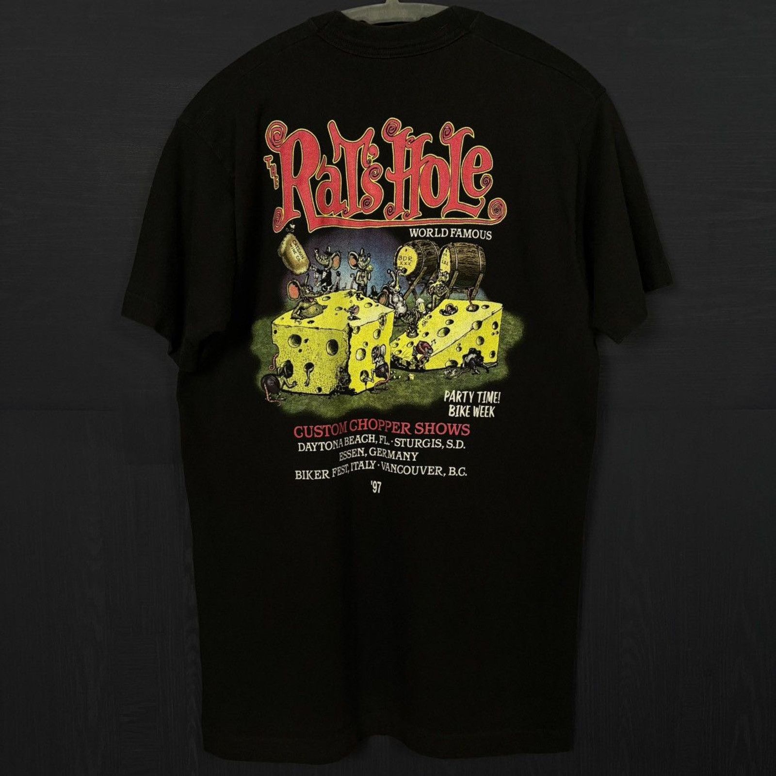Harley Davidson × Vintage 🇺🇸1997 RAT’S HOLE Chopper Show T Size US M / EU 48-50 / 2 - 1 Thumbnail
