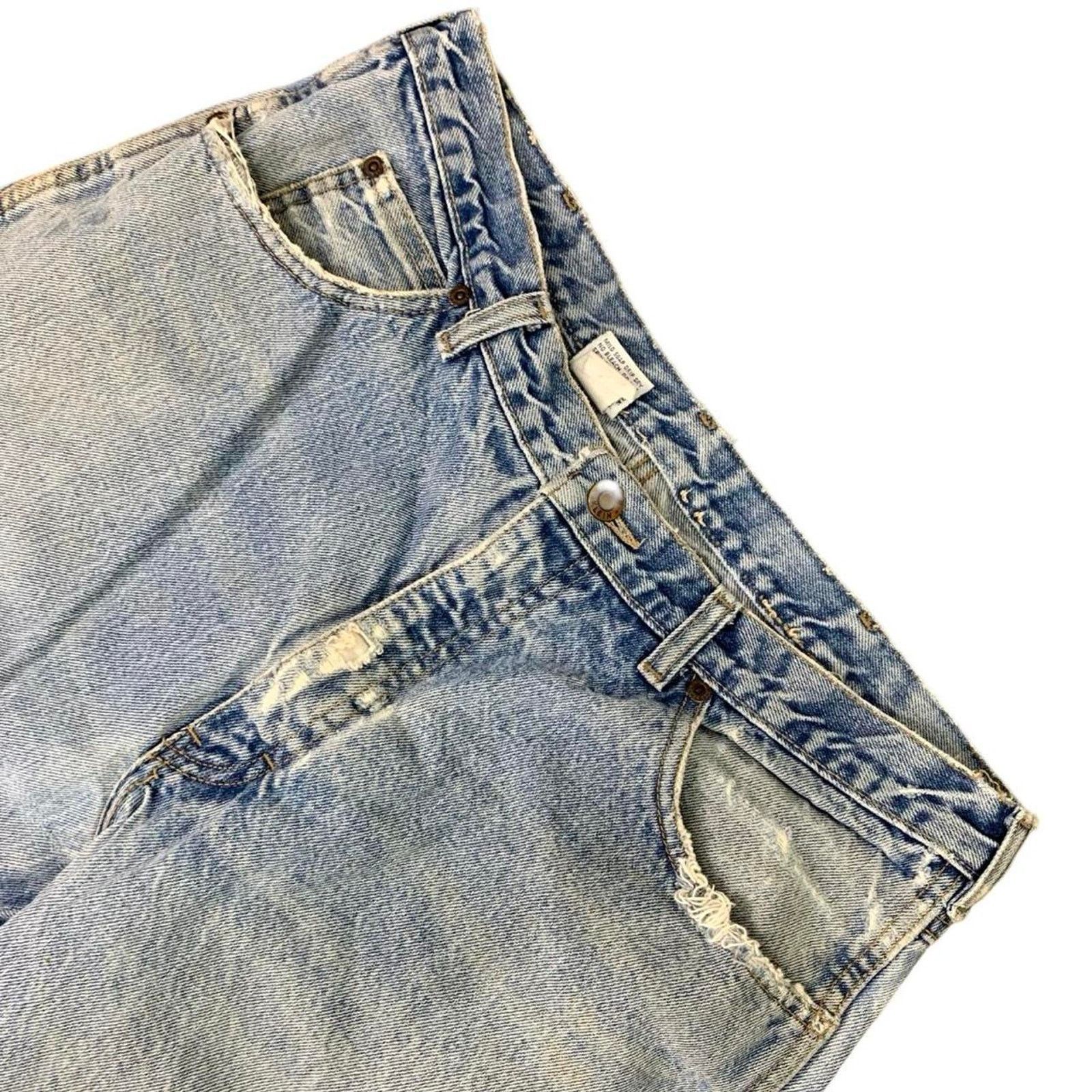 Calvin Klein × Vintage Vintage 90s Calvin Klein Distressed Stone Washed Blue Jeans Size 35" - 4 Thumbnail