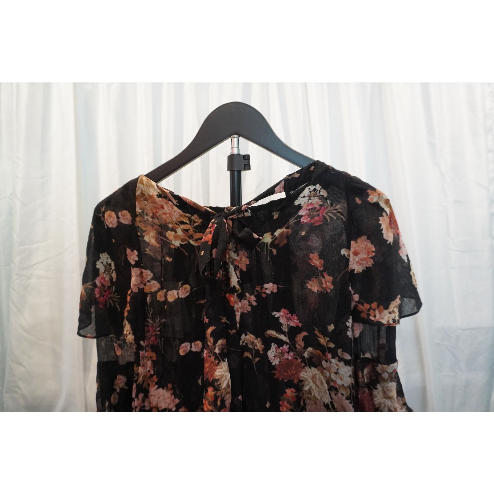 Allsaints AllSaints Lissie Floral Ruffle Sheer Blouse Womens US 0 Size XS / US 0-2 / IT 36-38 - 5 Thumbnail