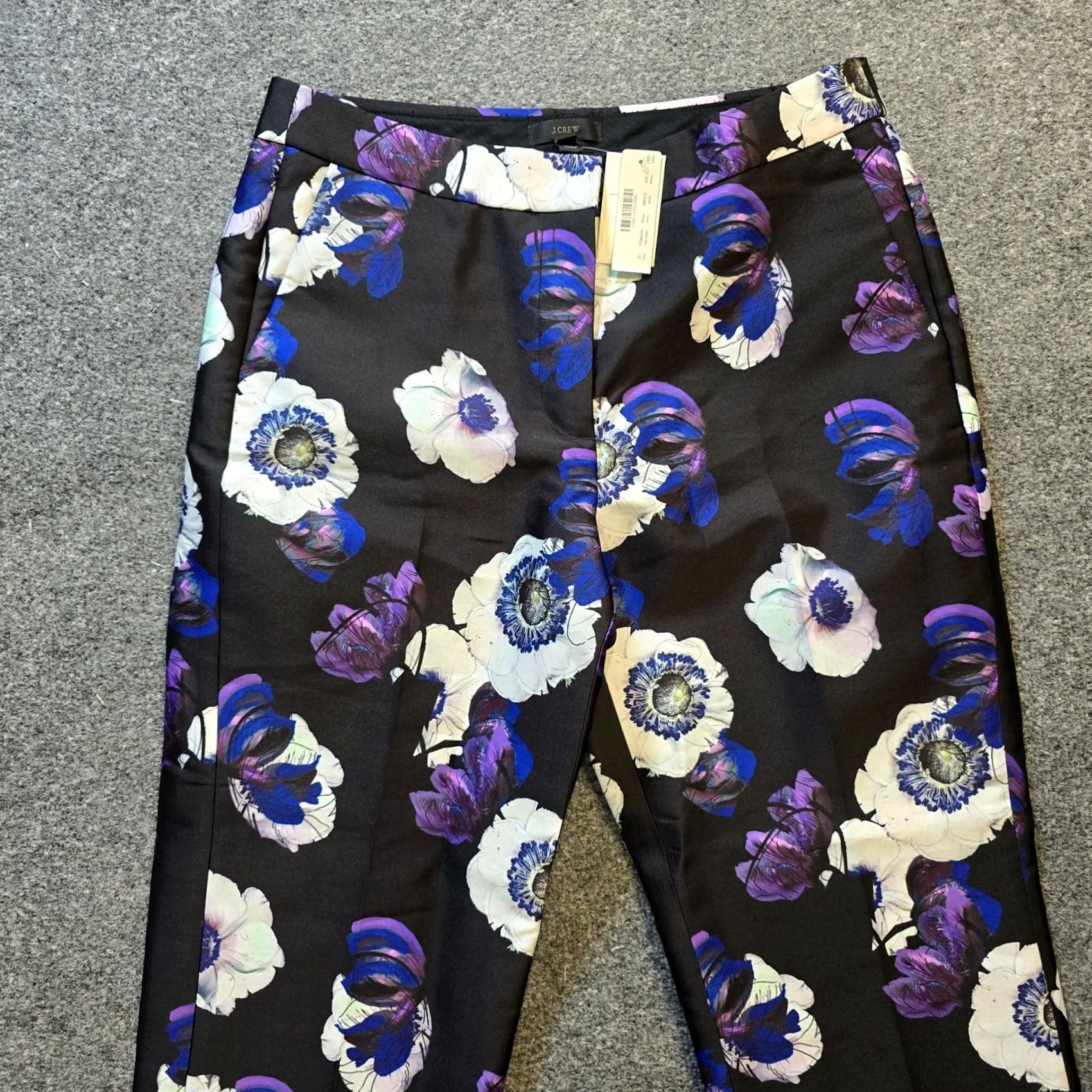 J.Crew J.CREW Pants Womens Size 10 Black Purple Floral Straight Leg Dressy Size 32" / US 10 / IT 46 - 2 Thumbnail