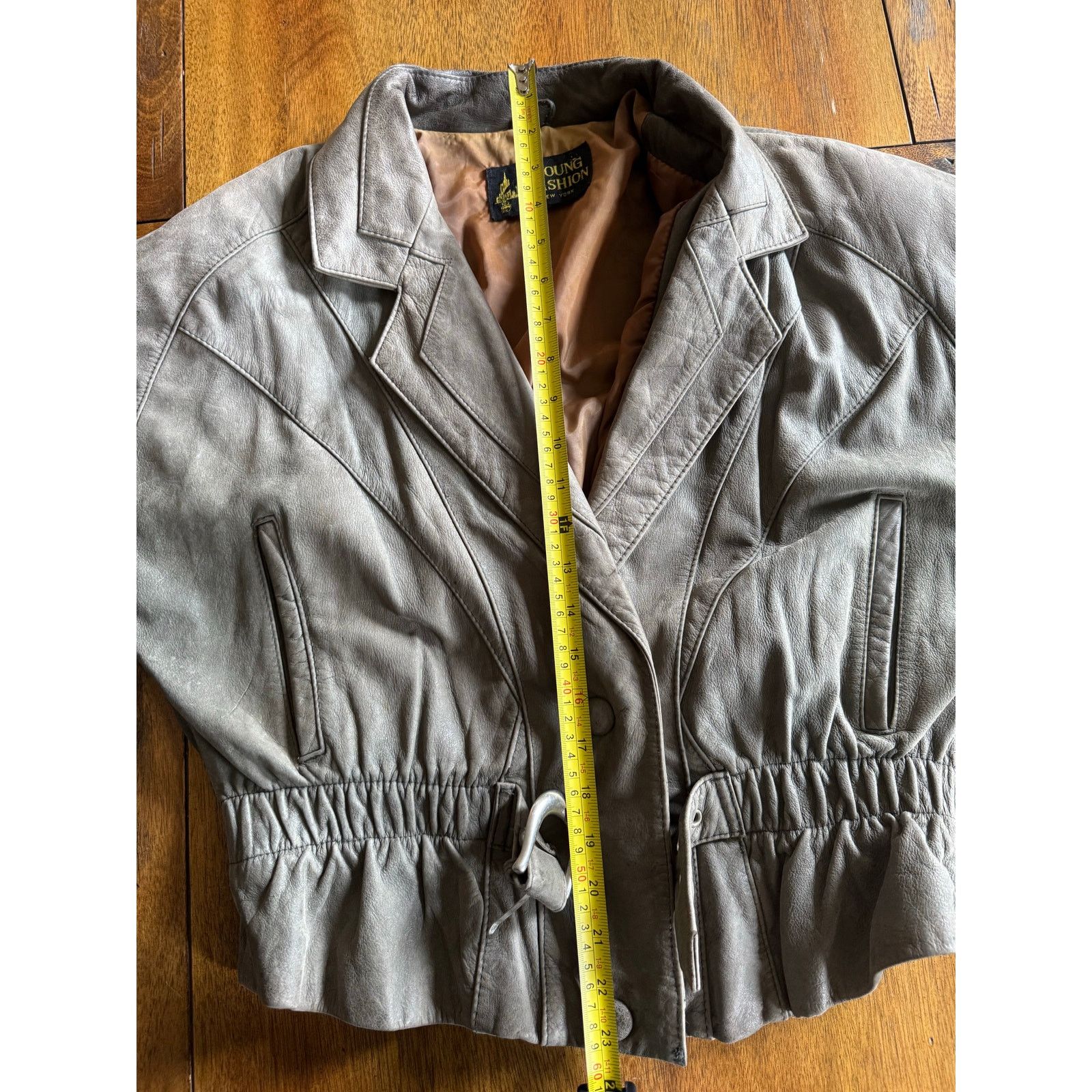 Other Vintage NYC Boutique Motorcycle Gray Cropped Leather Jacket Size M / US 6-8 / IT 42-44 - 10 Thumbnail