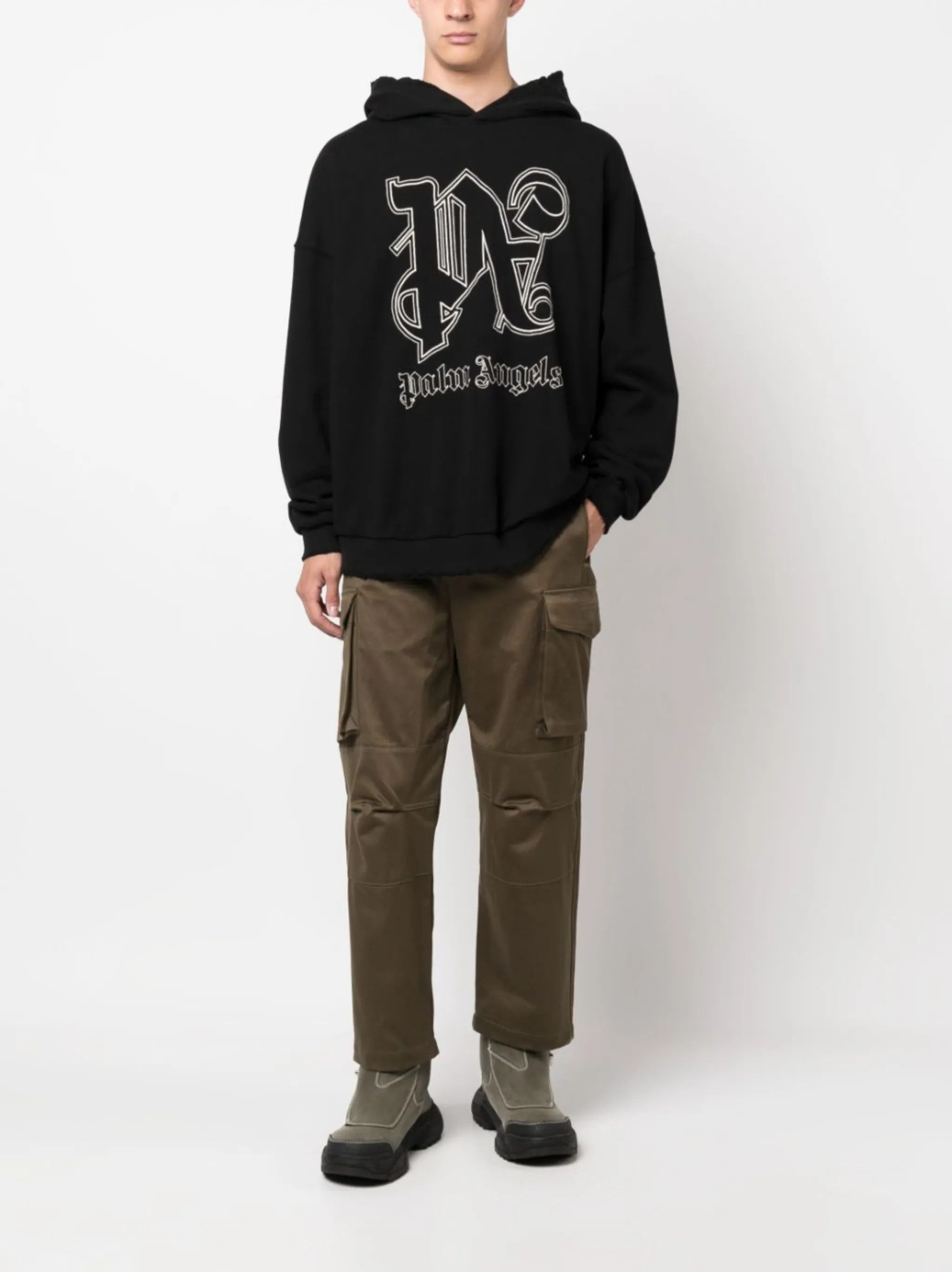 Palm Angels o1gr1nt0425 Pa Monogram Statement Hoodie in Black Size US L / EU 52-54 / 3 - 2 Thumbnail