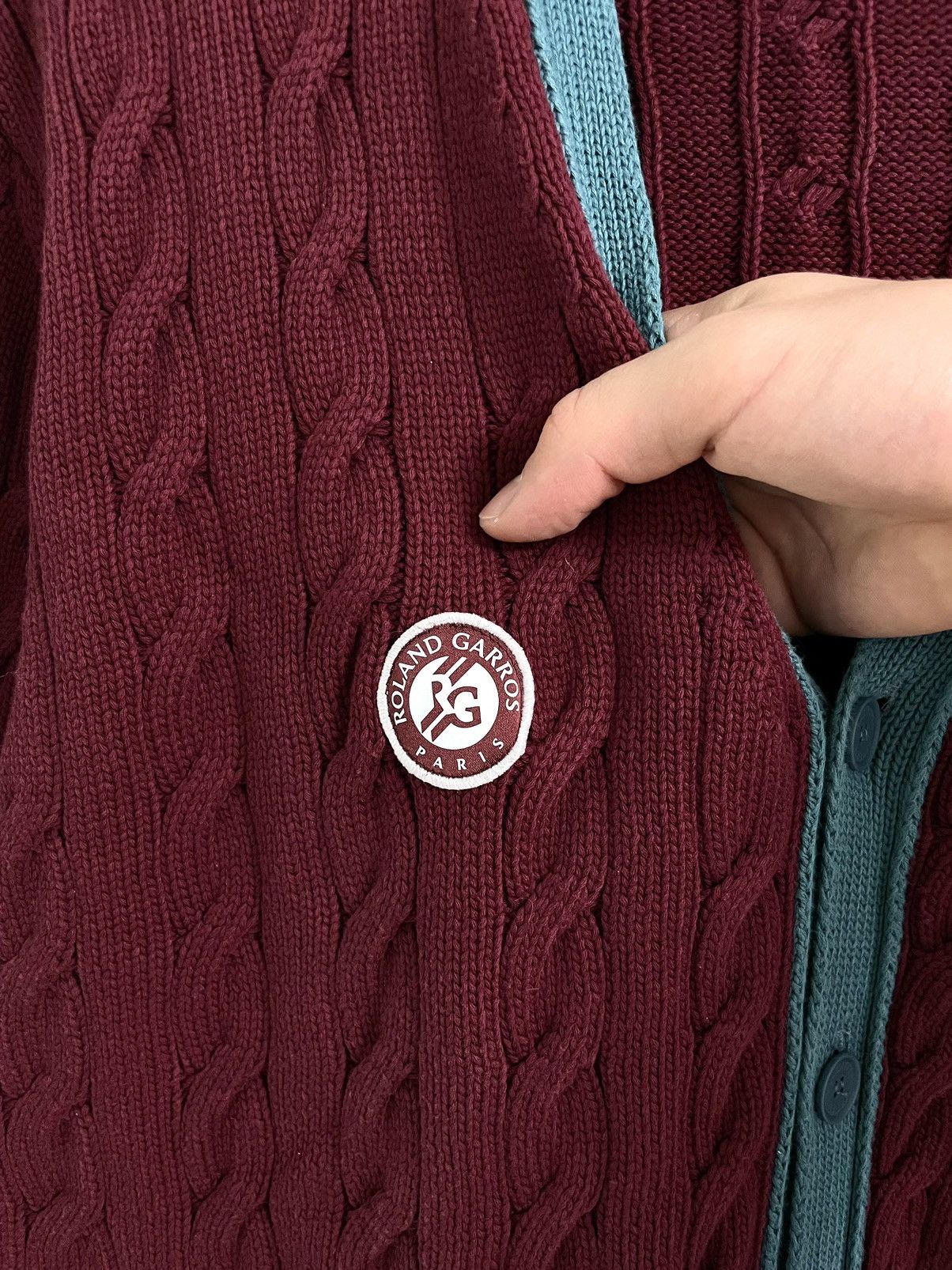 Lacoste Lacoste Roland Garros Tennis Cable Knit Sweater Cardigan Size US XXL / EU 58 / 5 - 4 Thumbnail