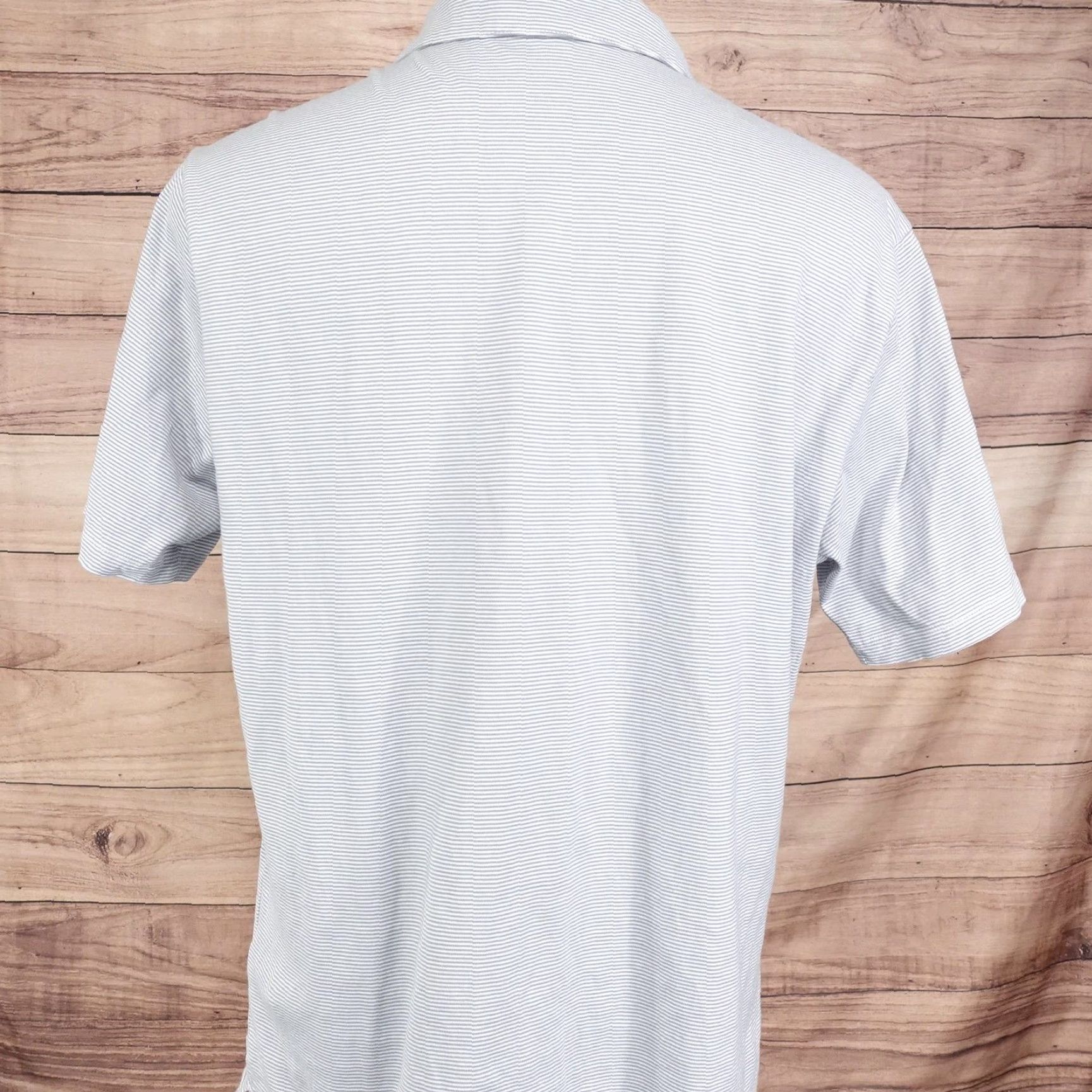 Vintage Robert Barakett Polo Shirt Mens XL Blue White Micro Stripe Short Sleeve Size US XL / EU 56 / 4 - 4 Thumbnail