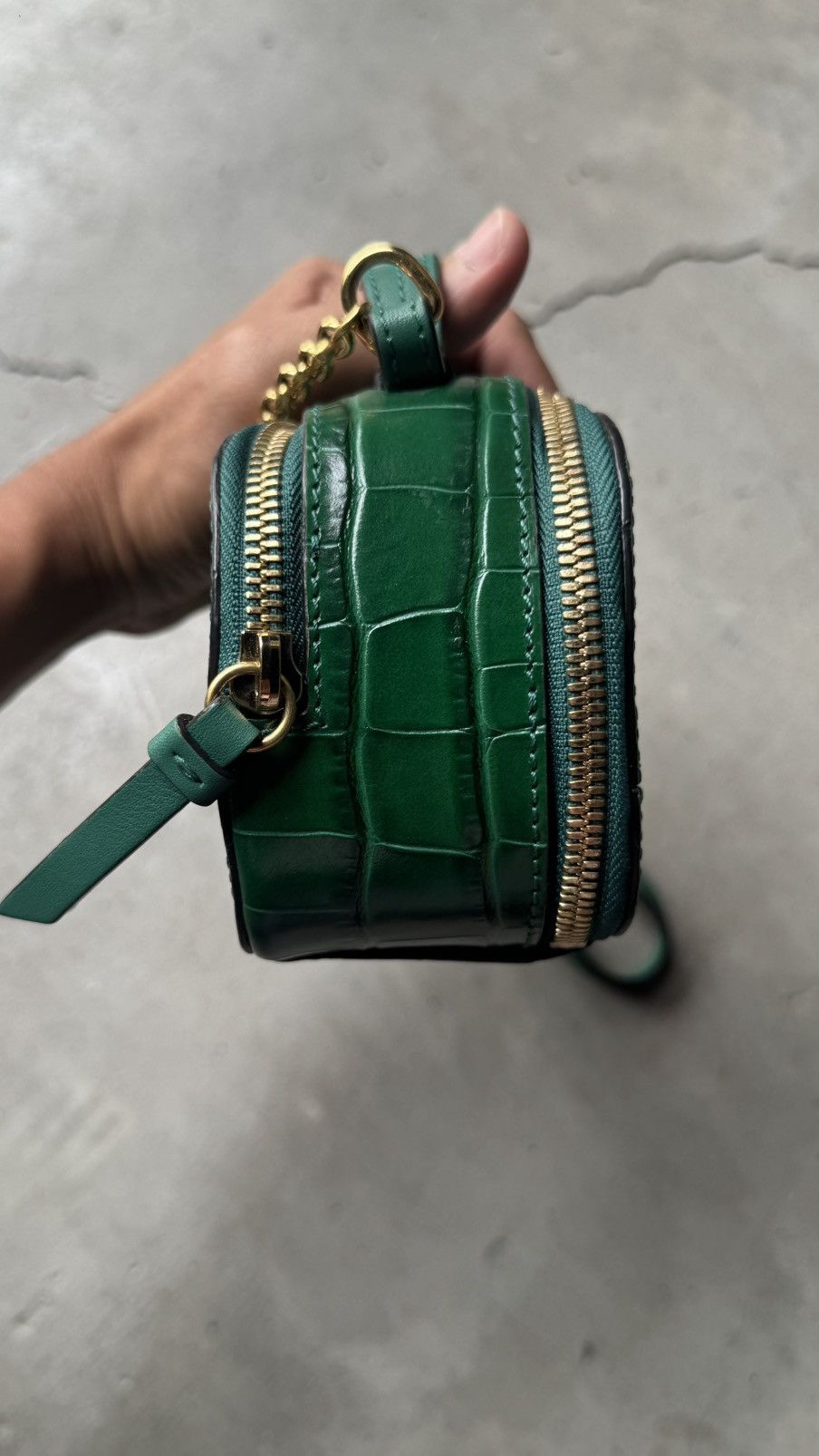 Chloe Chloe Green Croc Embossed Leather Mini C Vanity Shoulder Bag Size ONE SIZE - 7 Thumbnail