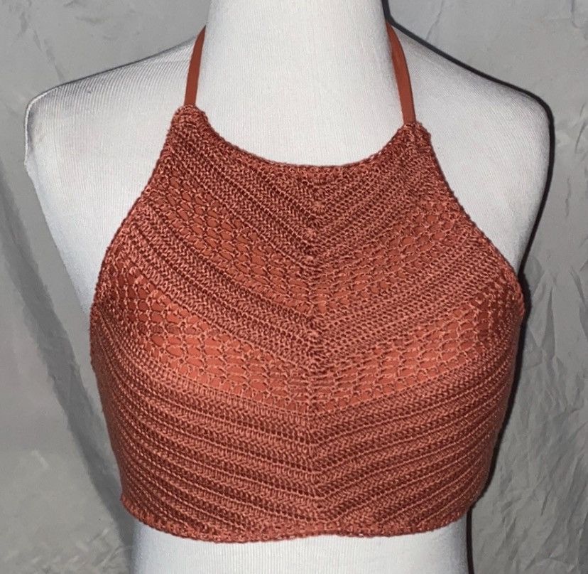 Target Basics Xhilaration, Copper/Rust Knit, Strappy, Halter Bikini Top Size M / US 6-8 / IT 42-44 - 9 Thumbnail
