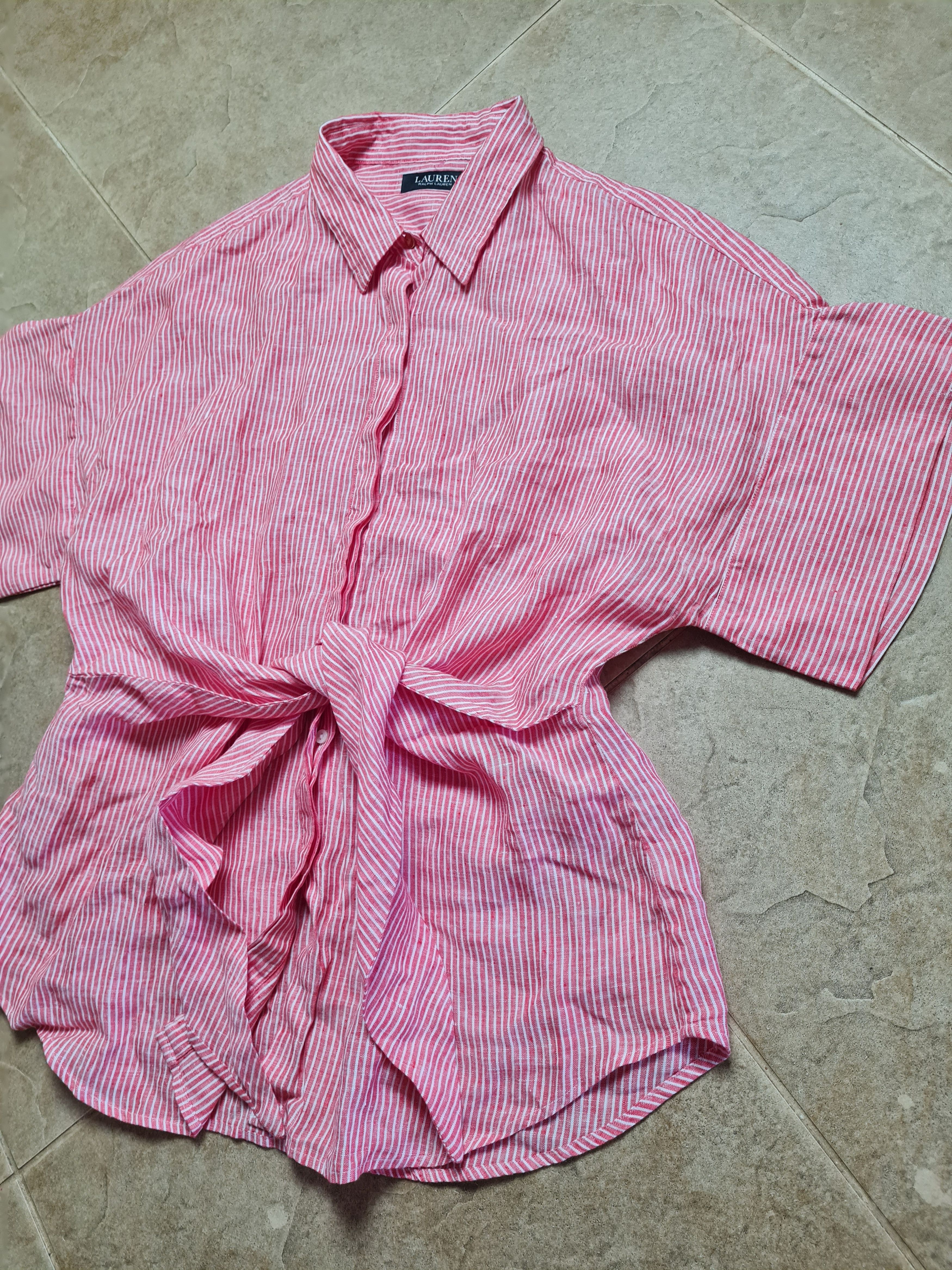 Ralph Lauren Lauren Ralph Lauren pink White Black Label Striped Linen Top Size XL / US 12-14 / IT 48-50 - 3 Thumbnail